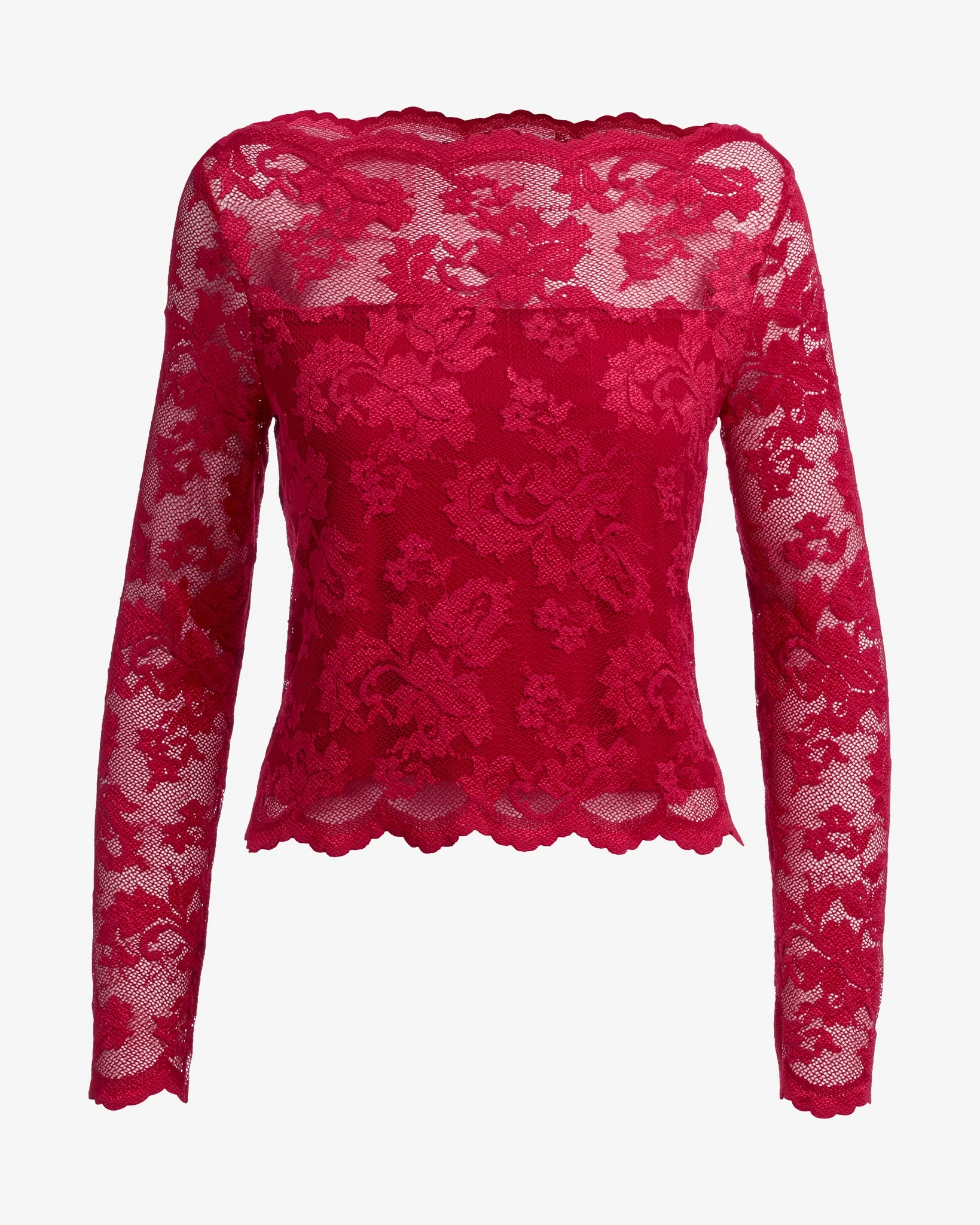 Lace Shoulder Skimming Knit Top Red - Mycitystee