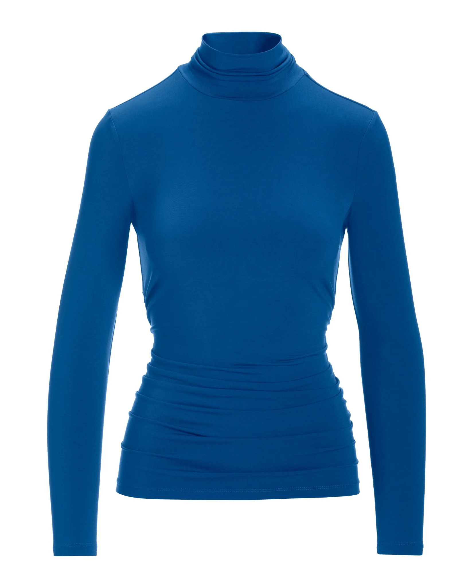 So Chic Ruched Turtleneck Top Classic Blue - Mycitystee