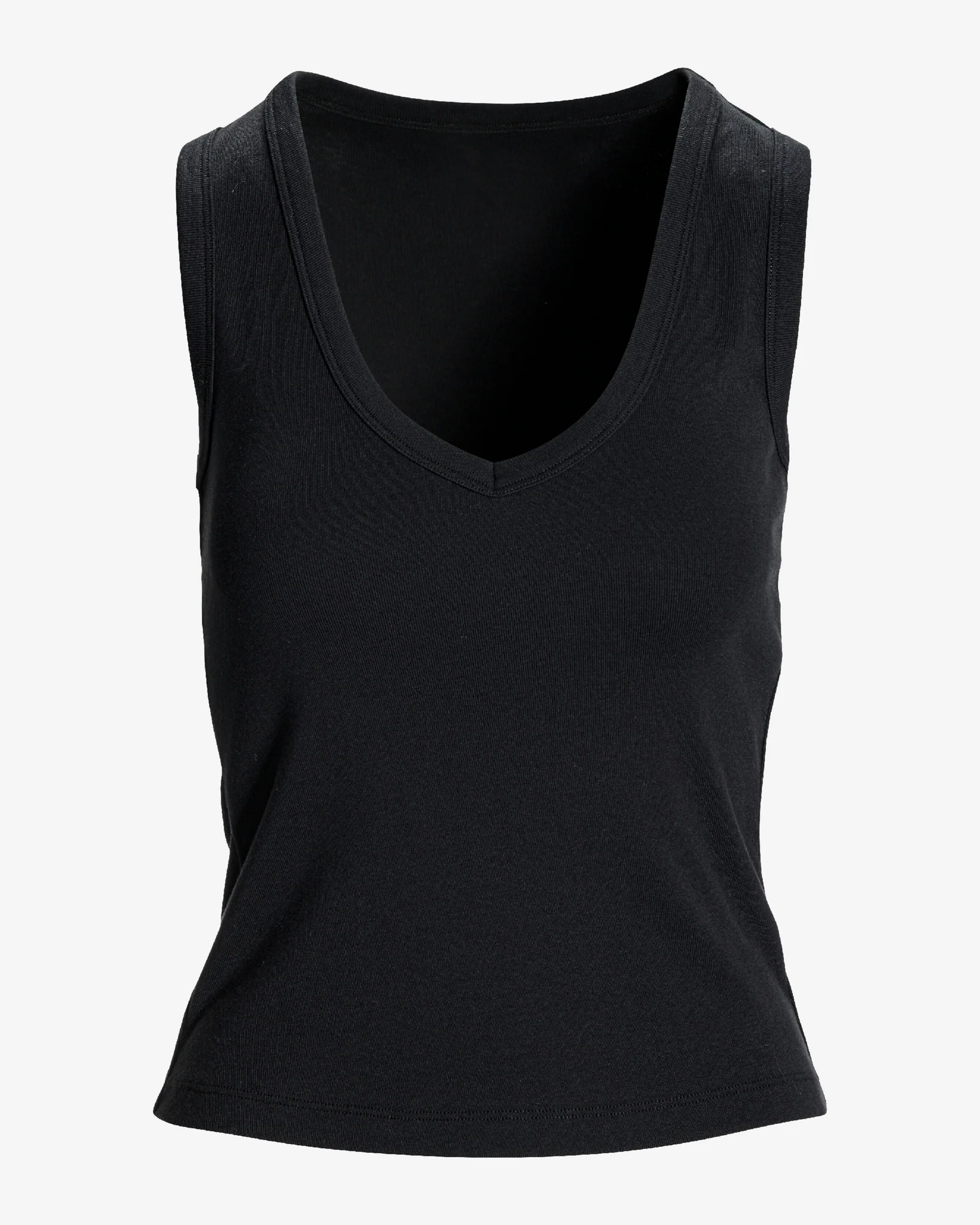 Cotton V-Neck Tank Top Proper Black - Mycitystee
