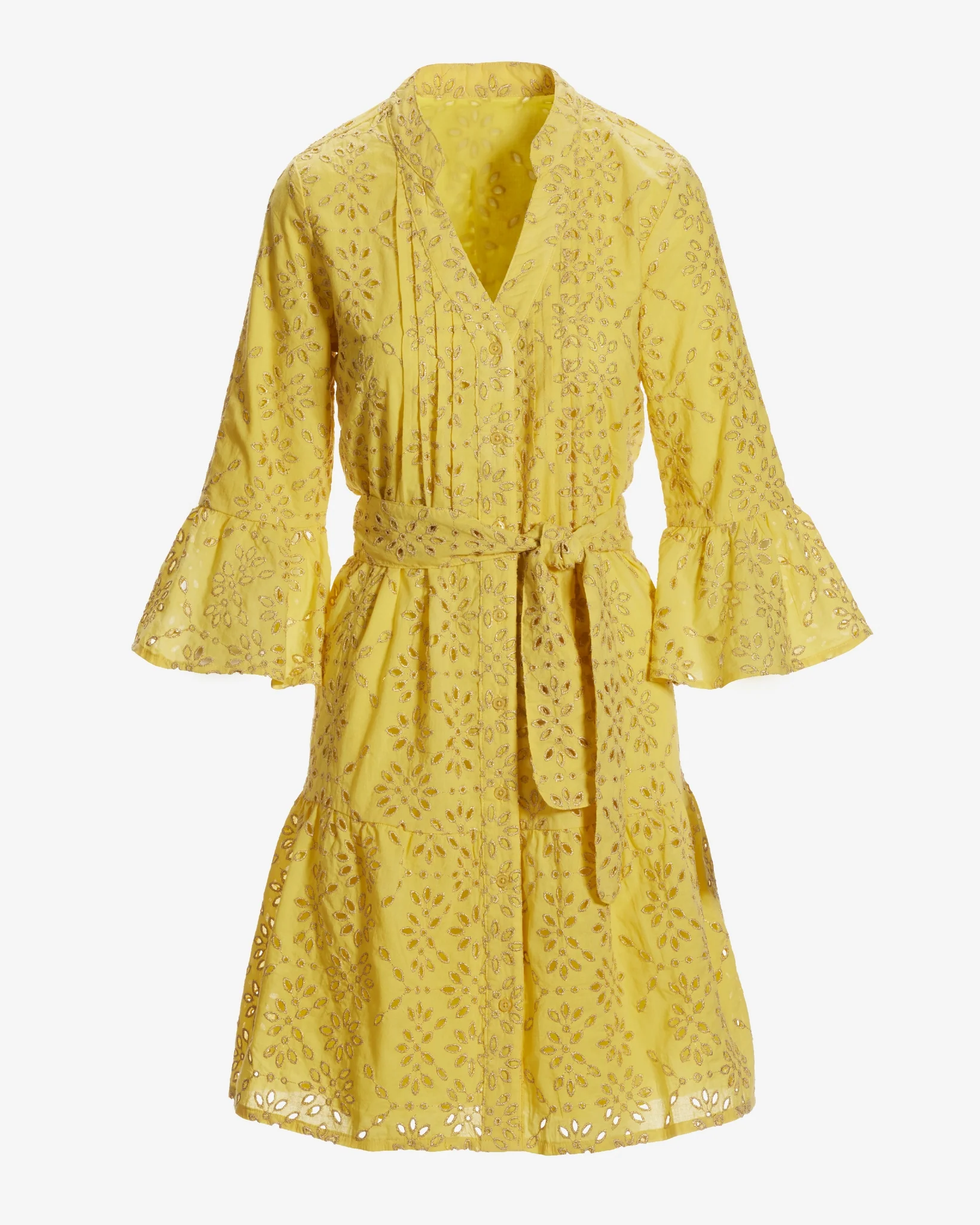 Shimmer eyelet Fit and Flare Dress Lemon Drop - Mycitystee