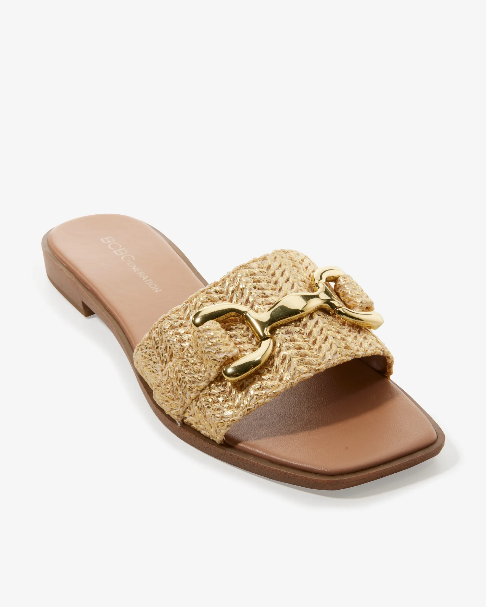 Metallic Raffia Hardware Sandal Natural - Mycitystee