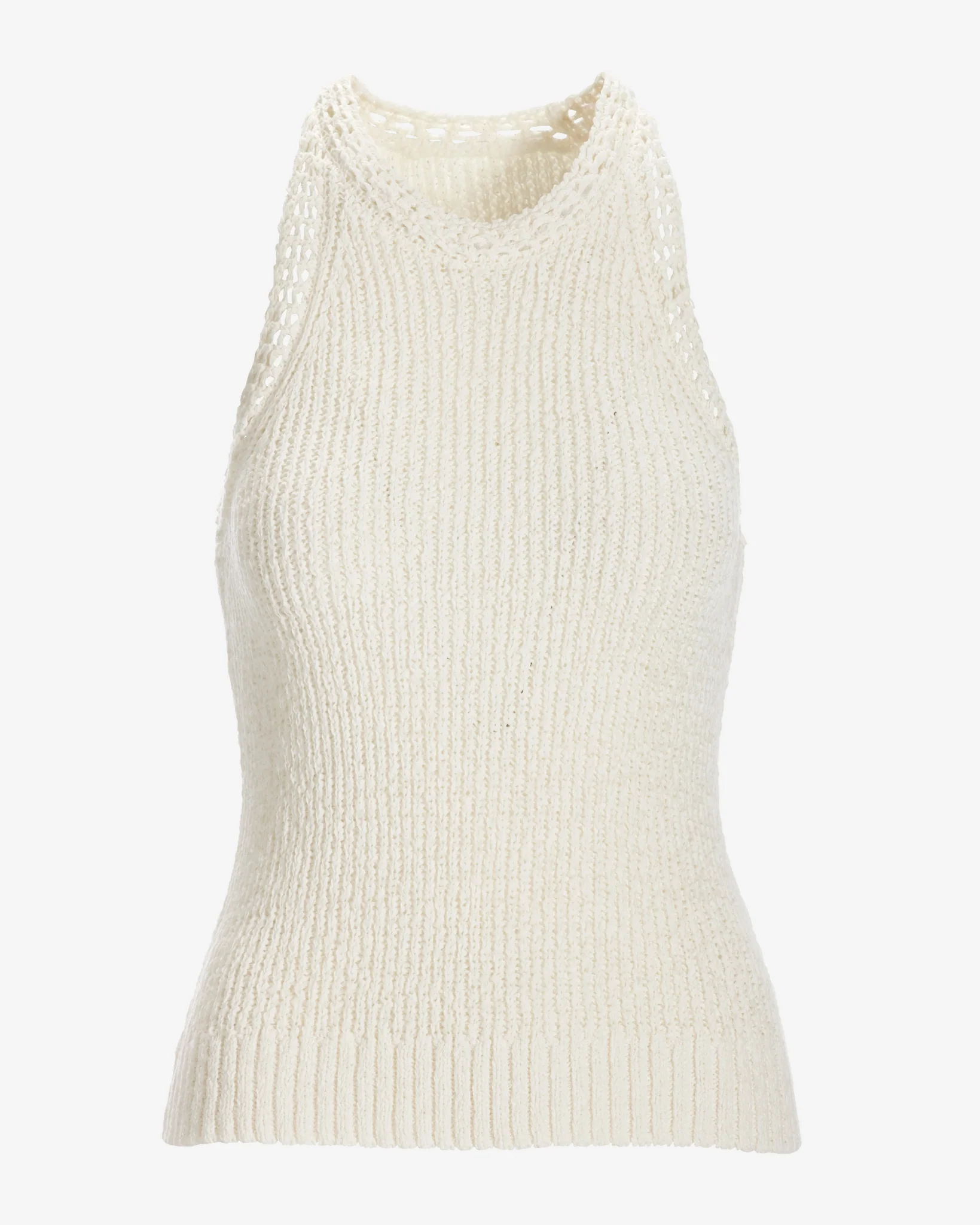 High Neck Sweater Tank Off White - Mycitystee