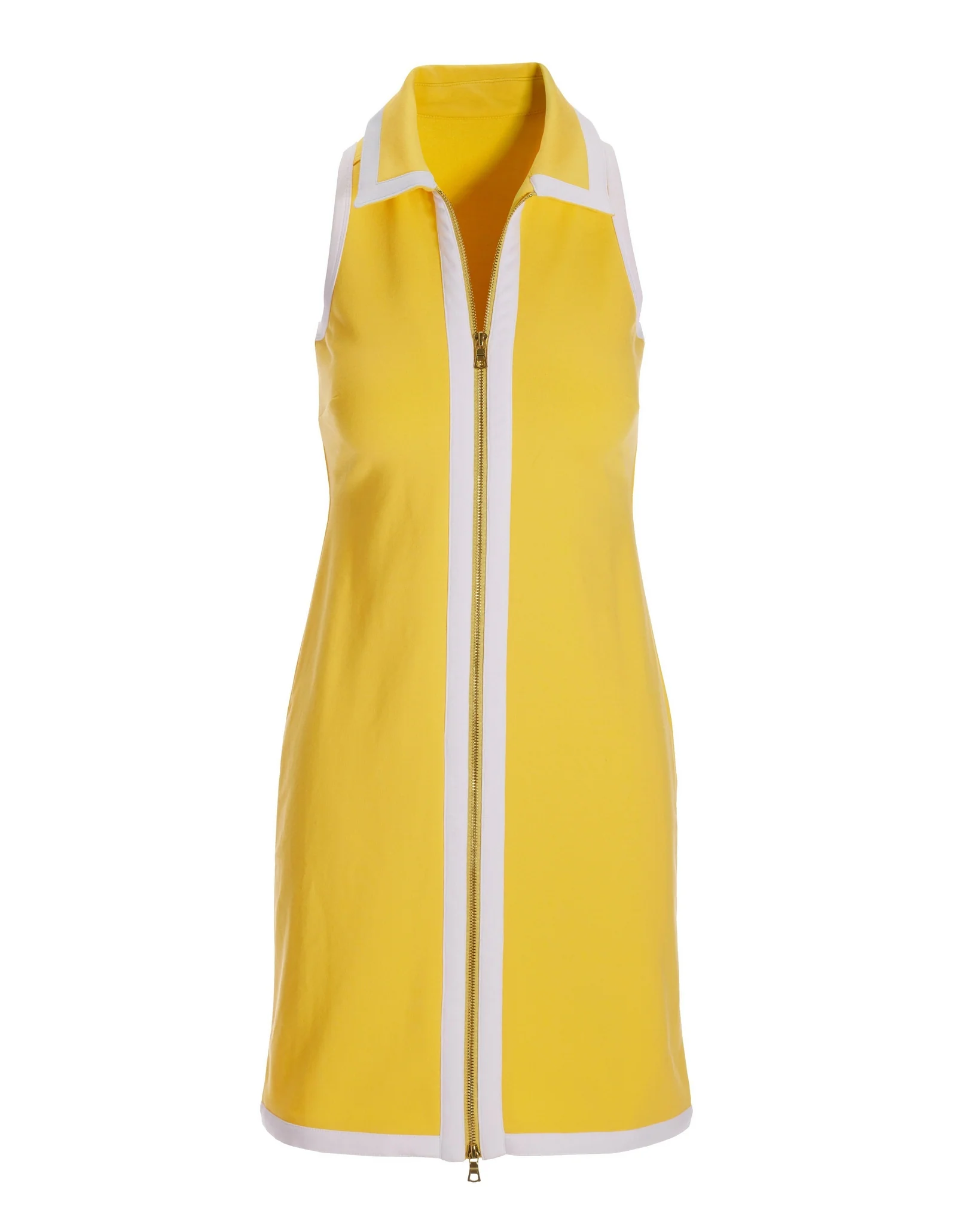 Collared Zip Color Block French Terry Dress Lemon Zest - Mycitystee