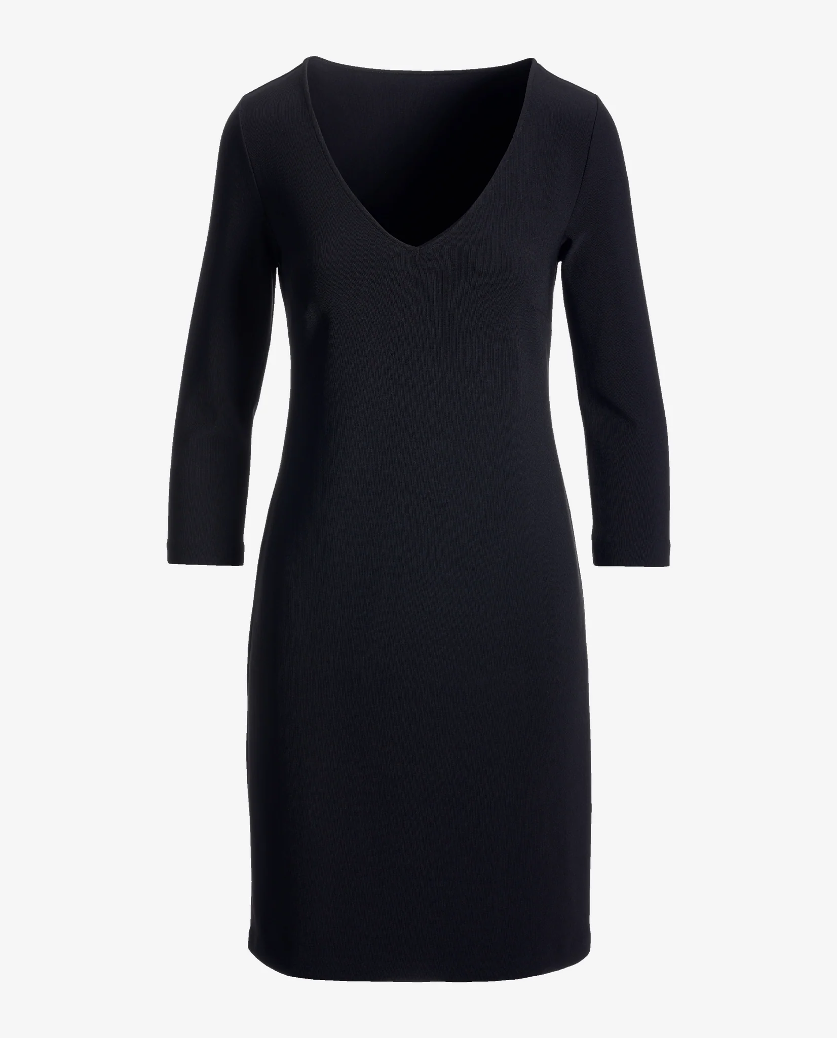 Beyond Travel Three-Quarter Sleeve V Neck Dress Jet Black - Mycitystee