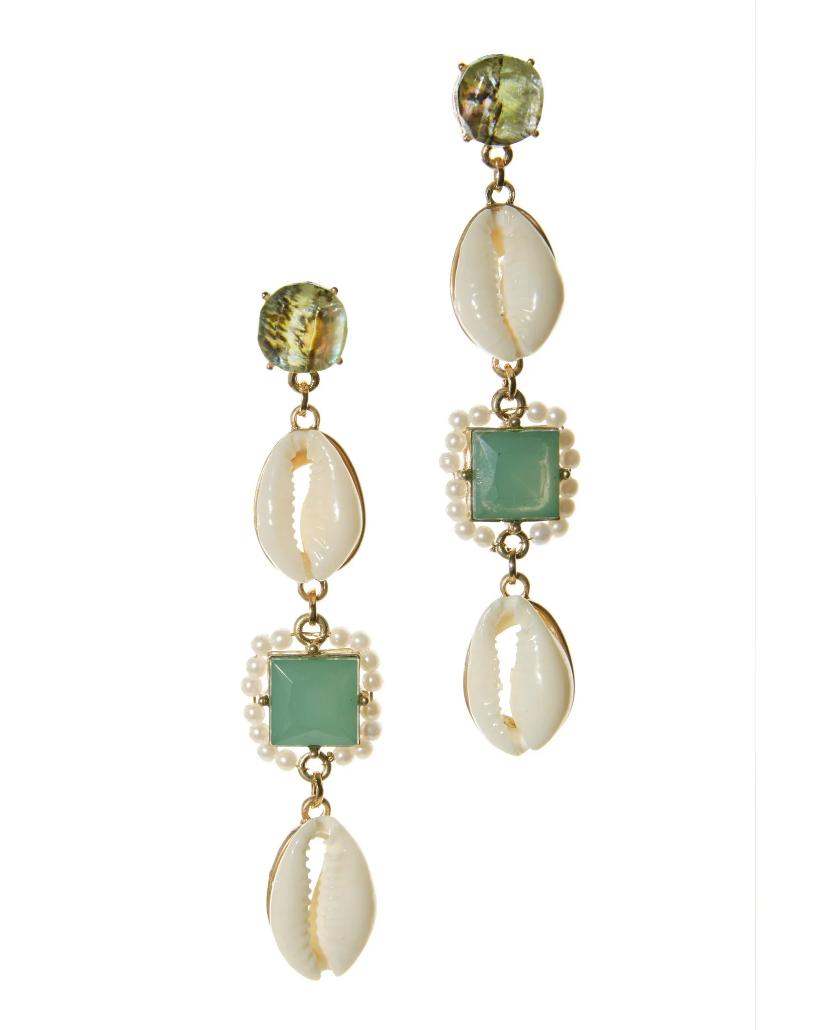 Shell and Gem Mix Drop Earring Multi - Mycitystee