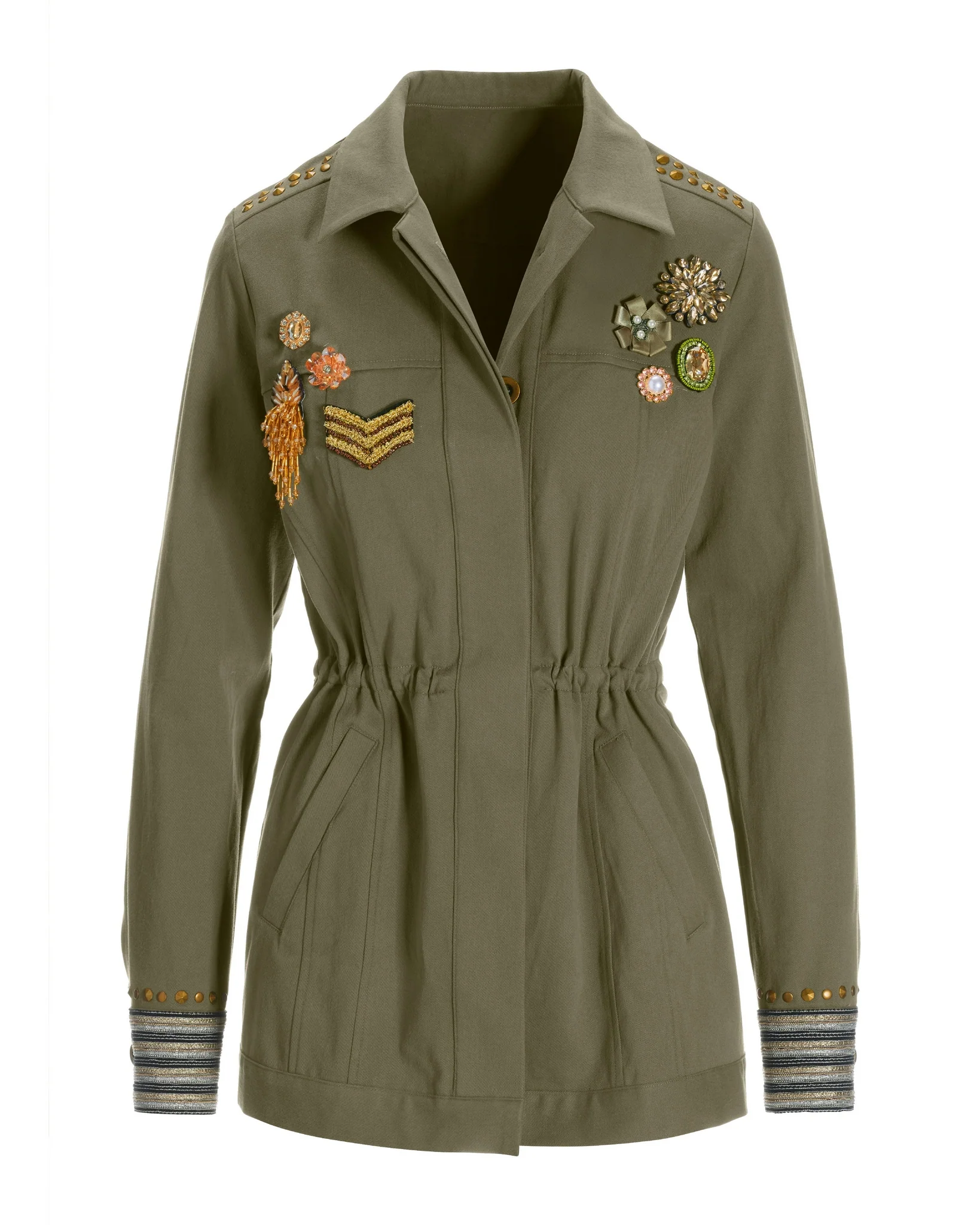 Embellished Utility Jacket Sage - Mycitystee