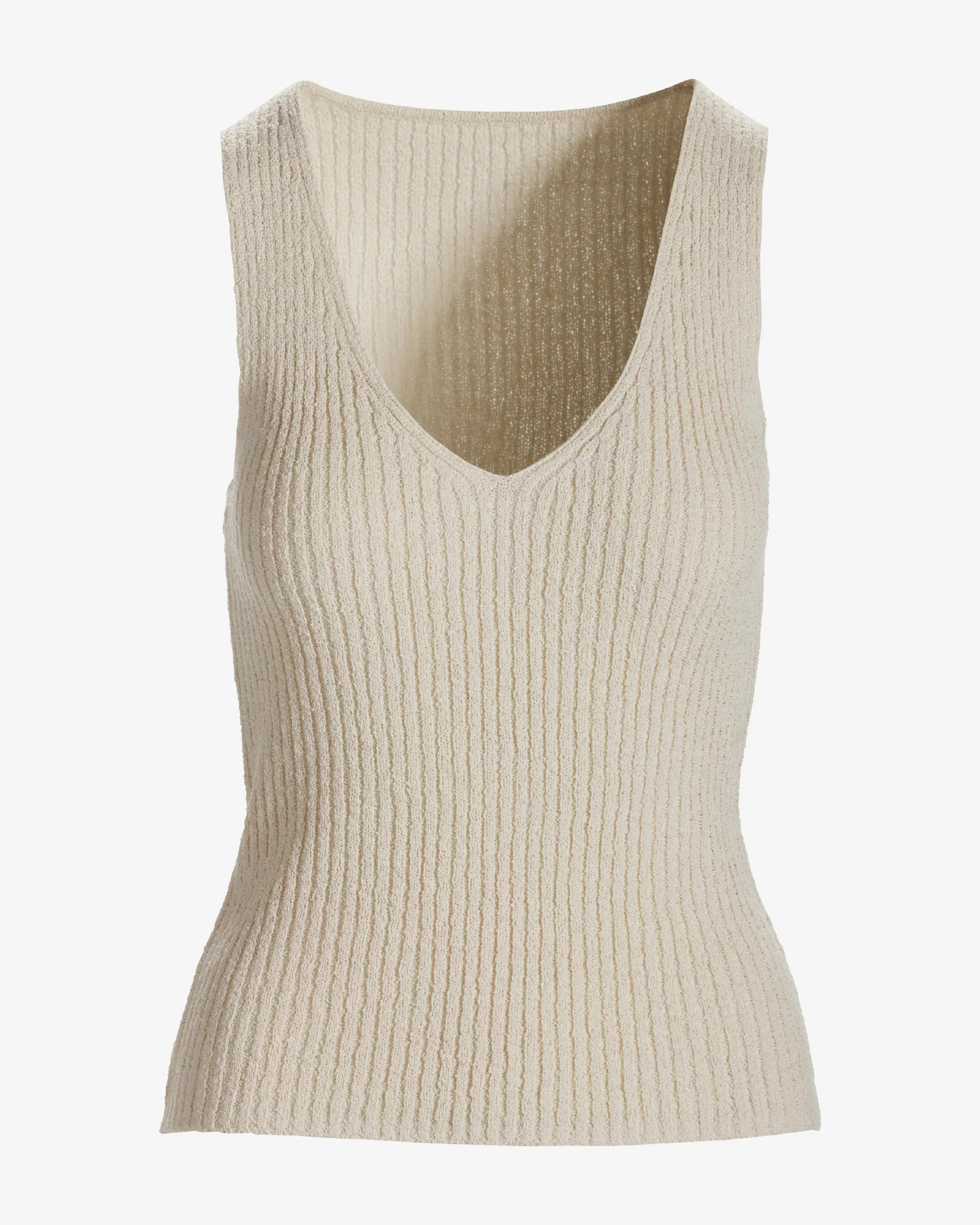 Textured V-Neck Sweater Tank Sandshell - Mycitystee