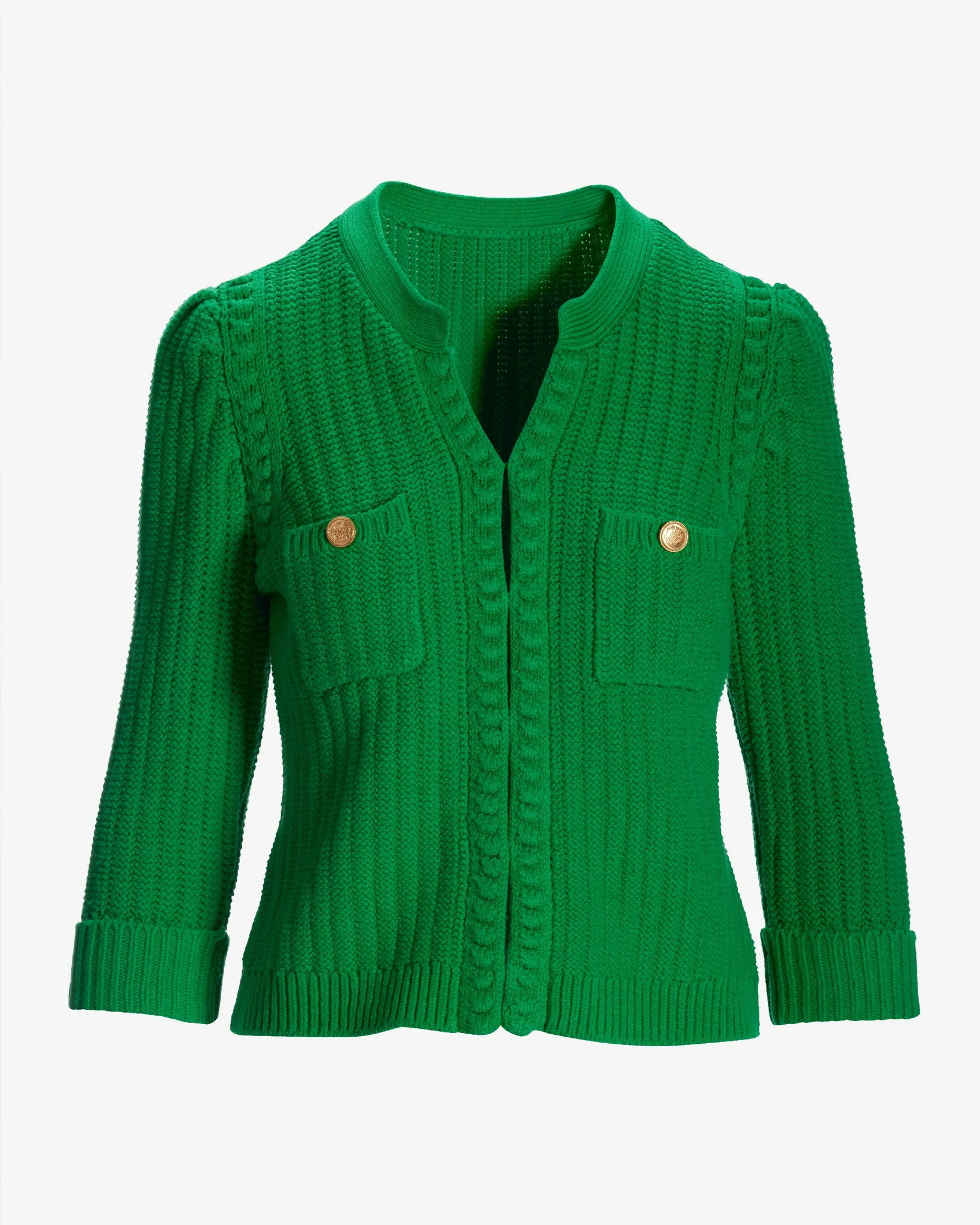 Puff Sleeve Sweater Cardigan Fern Green - Mycitystee
