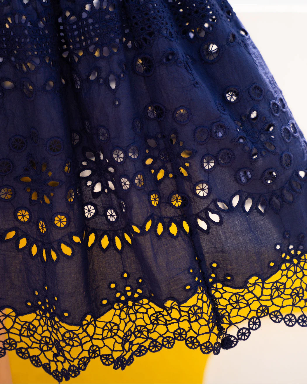 Jenni Skirt In Navy Calypso Eyelet - Mycitystee
