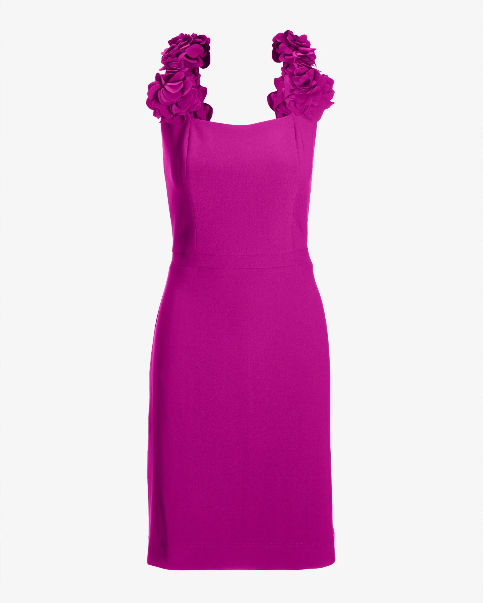 3D floral Strap Sheath Dress Fuchsia - Mycitystee
