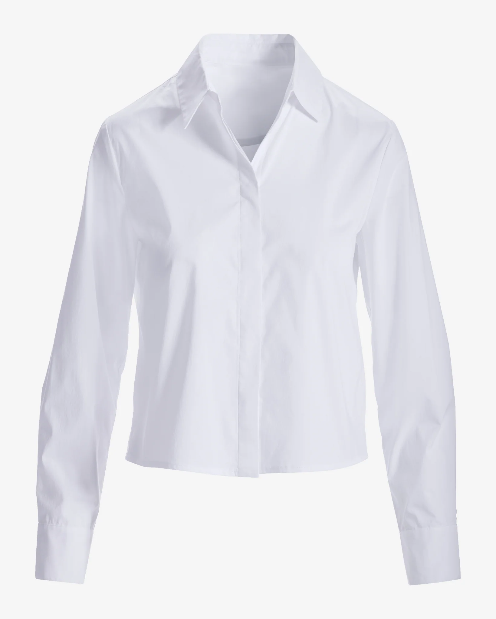 Cropped Poplin Button Up Shirt White - Mycitystee