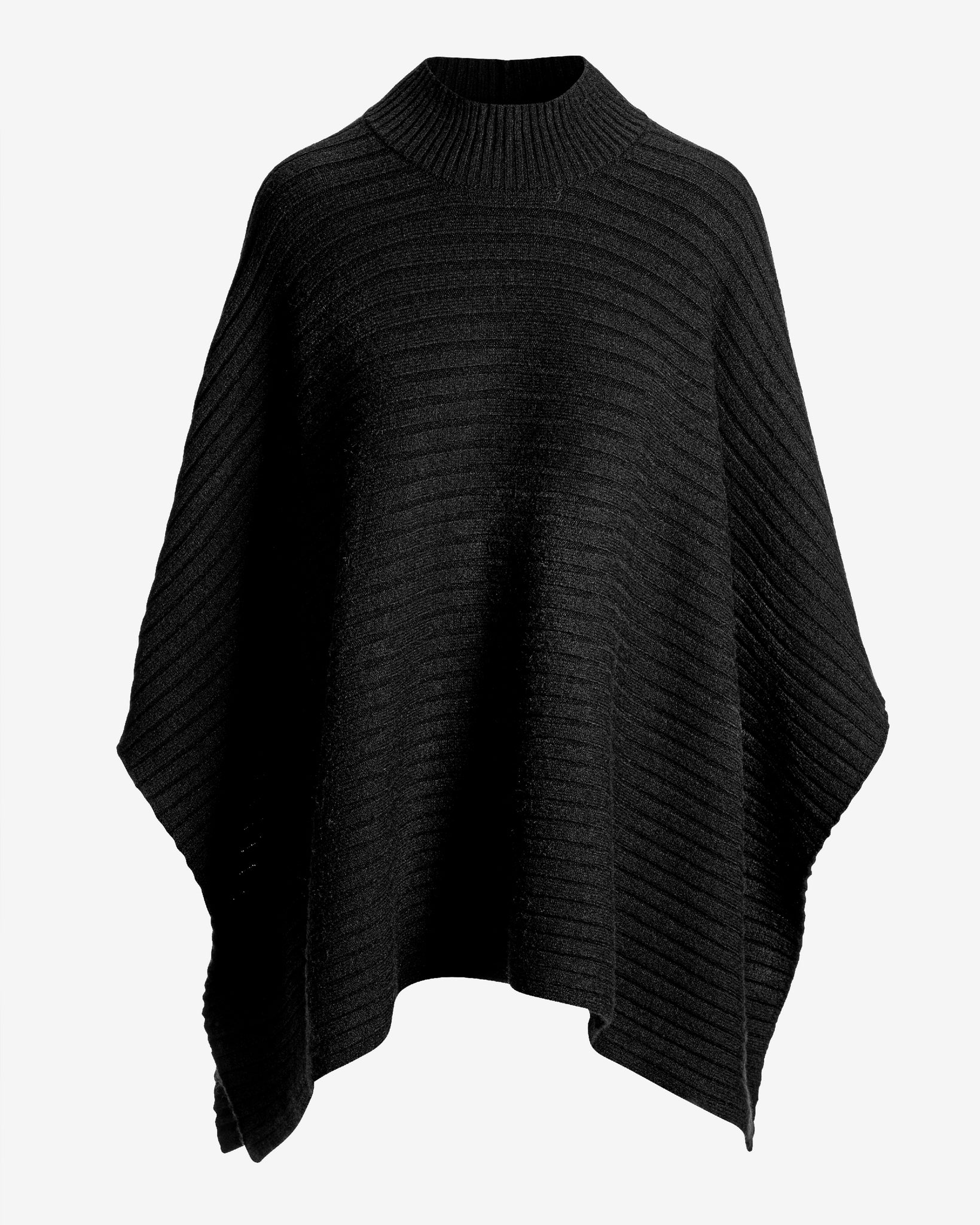 Wide Rib Sweater Poncho Black - Mycitystee