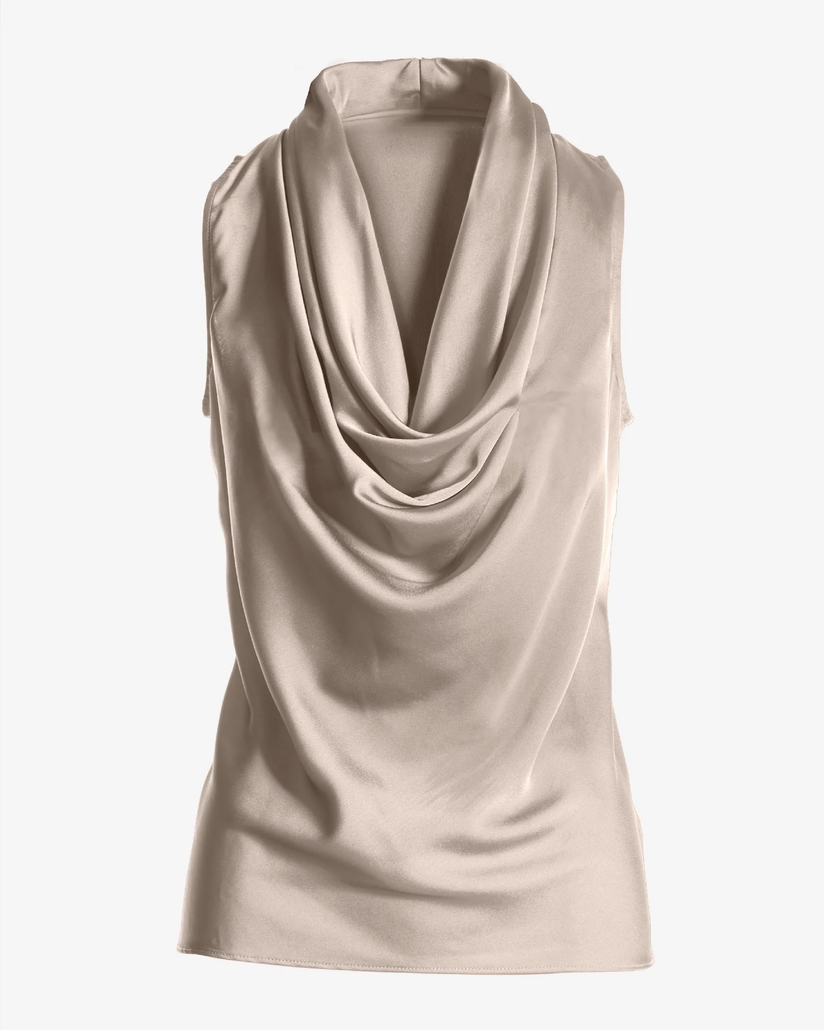 Marilyn Cowl-Neck Charmeuse Blouse Sable - Mycitystee