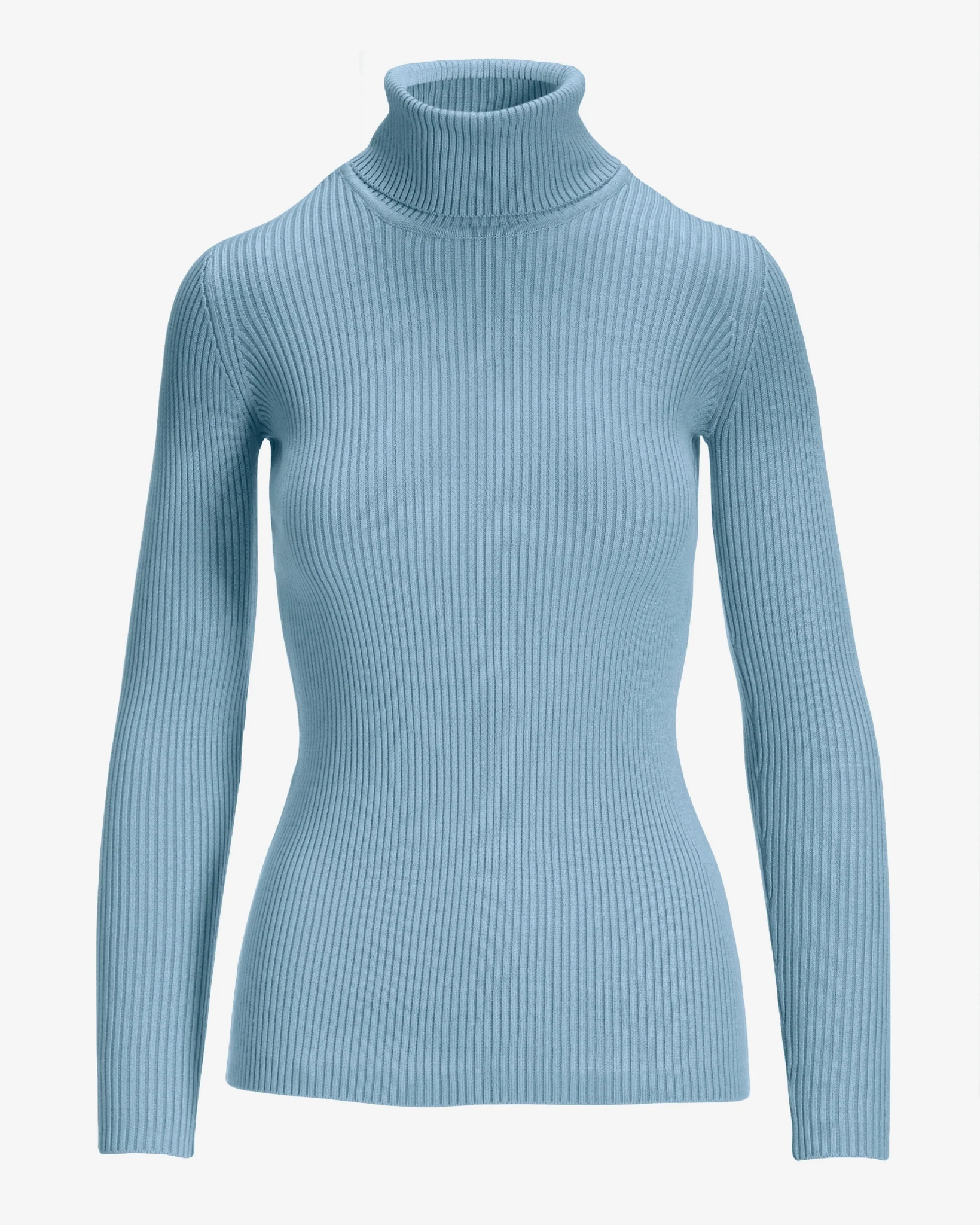 Ribbed Turtleneck Sweater Clear Blue Sky - Mycitystee