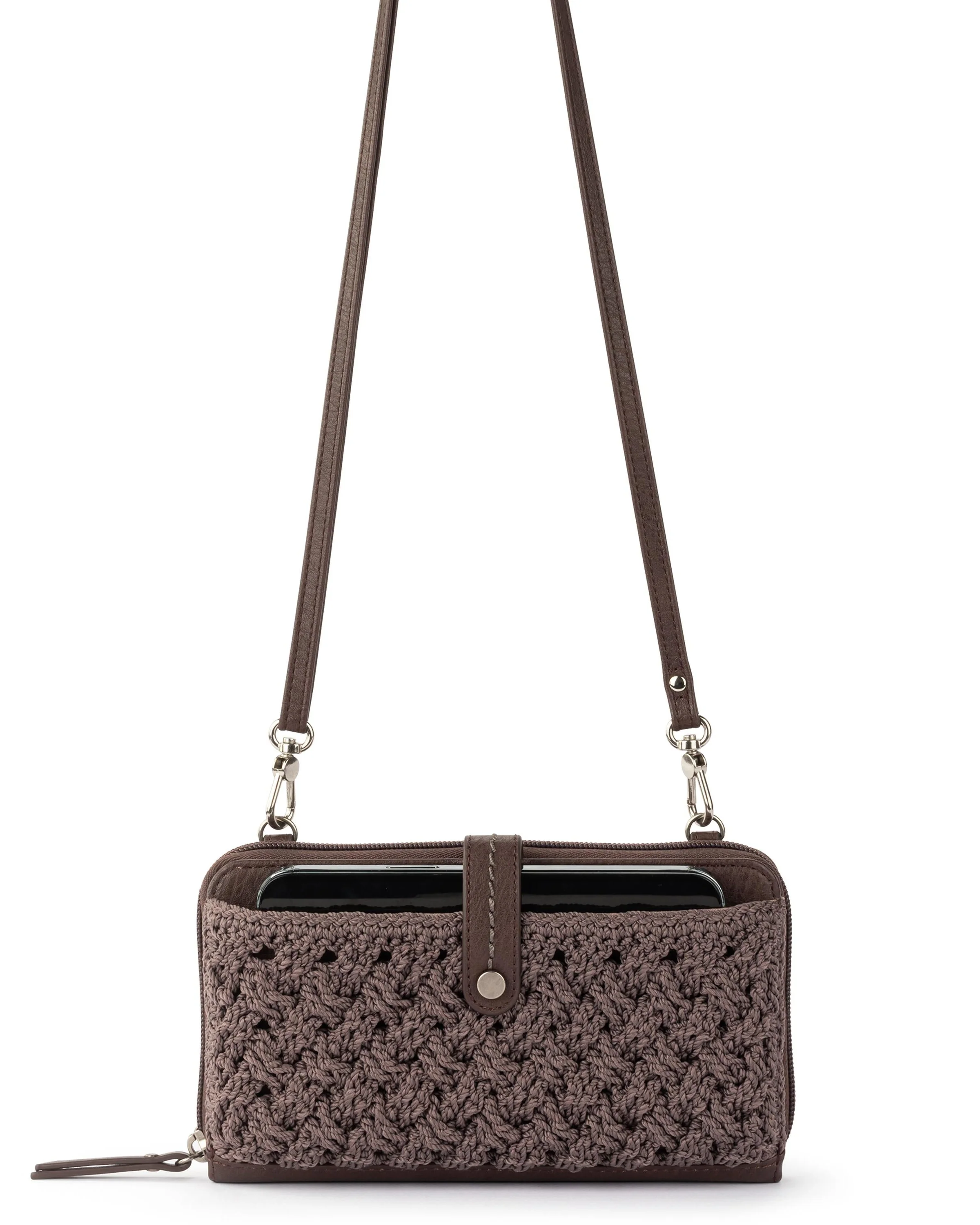 Iris Smartphone Wallet - Hand Crochet - Mushroom Cozy Weave - Mycitystee