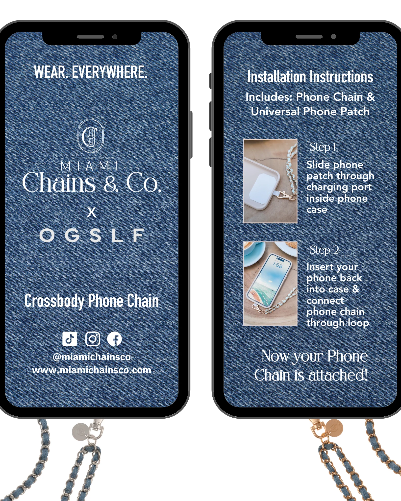 Denim Dream x Matte Gold Crossbody Phone Chain - Mycitystee