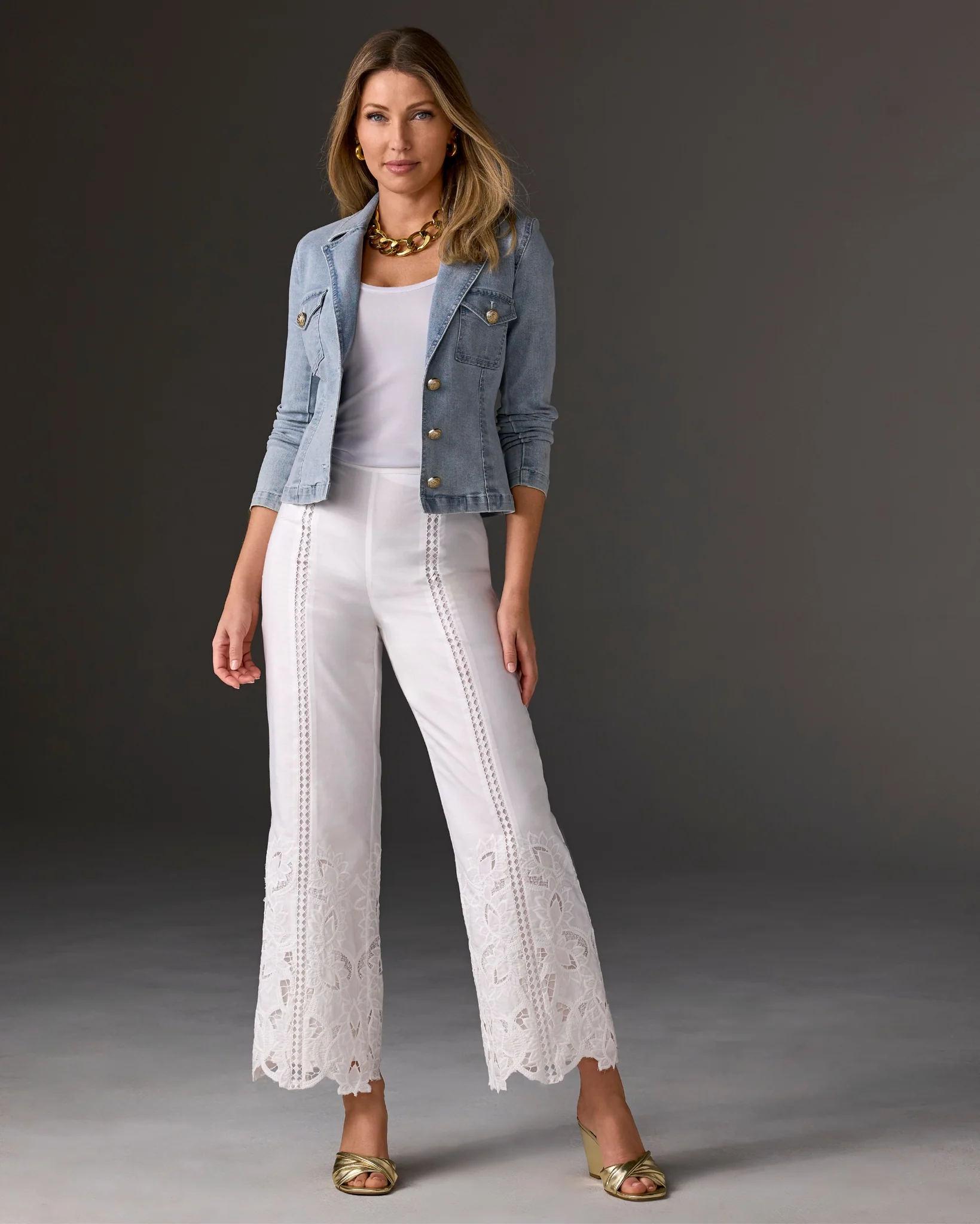 Malibu Floral Eyelet Scallop Pant White - Mycitystee