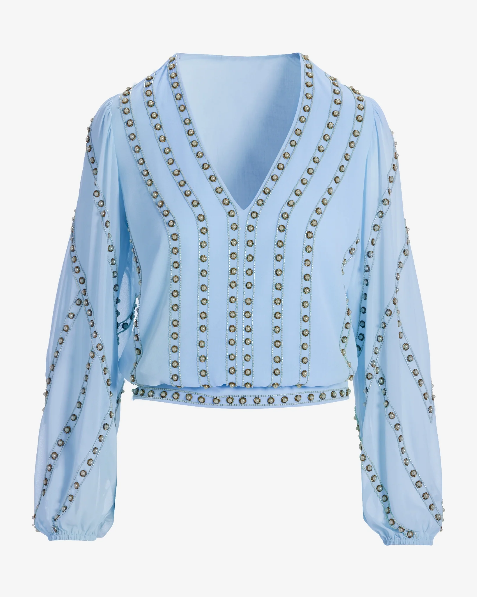 Pearl Grommet Detail Blouse Kentucky Blue - Mycitystee
