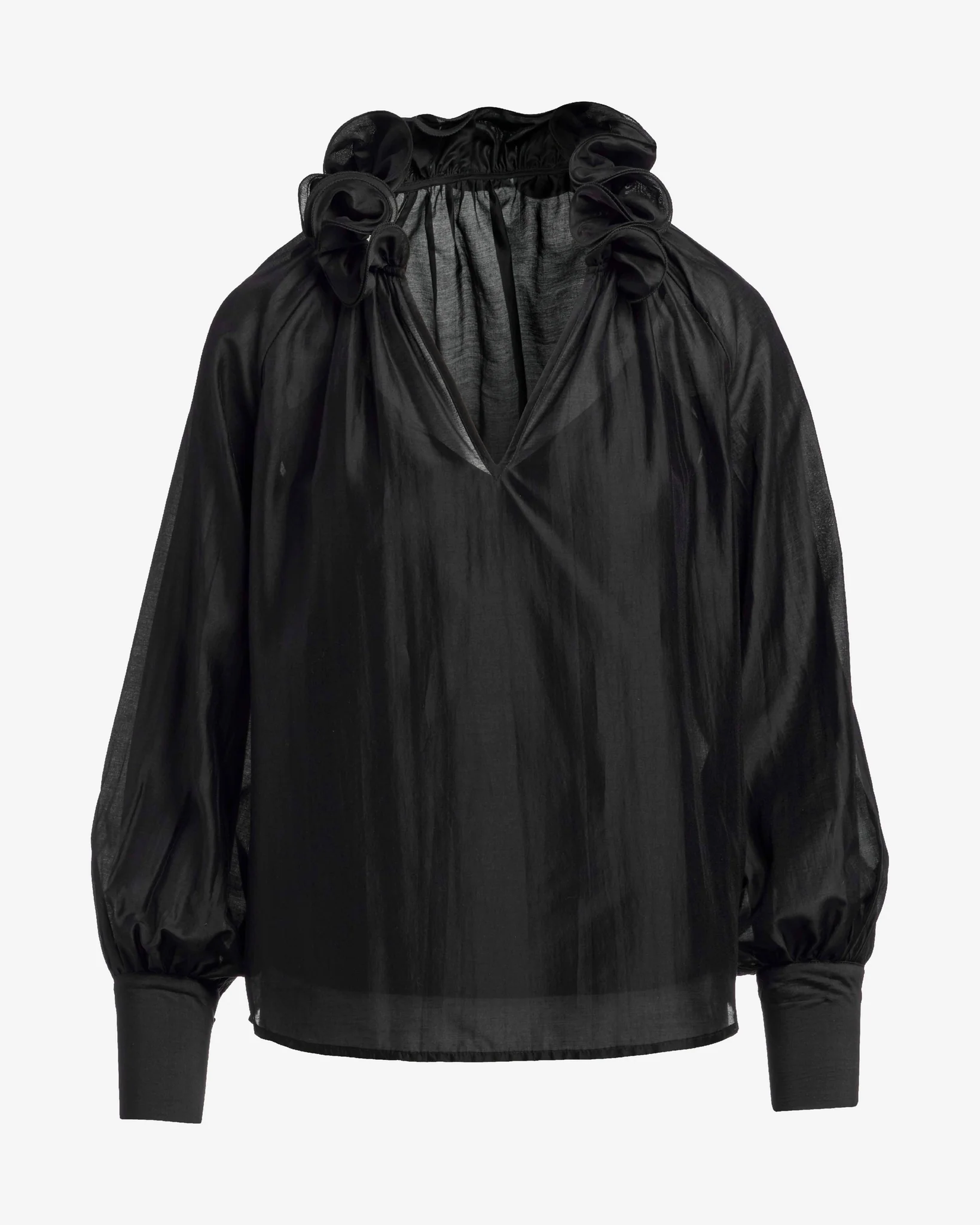 Ruffle Collar Blouse Black - Mycitystee