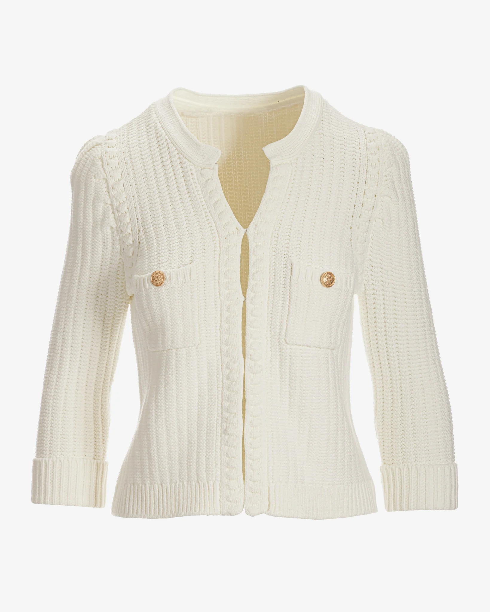 Puff Sleeve Sweater Cardigan Off White - Mycitystee