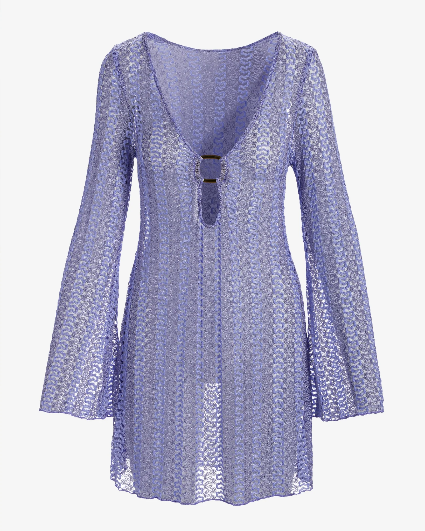 Ring Detail Crochet Coverup Lavender - Mycitystee