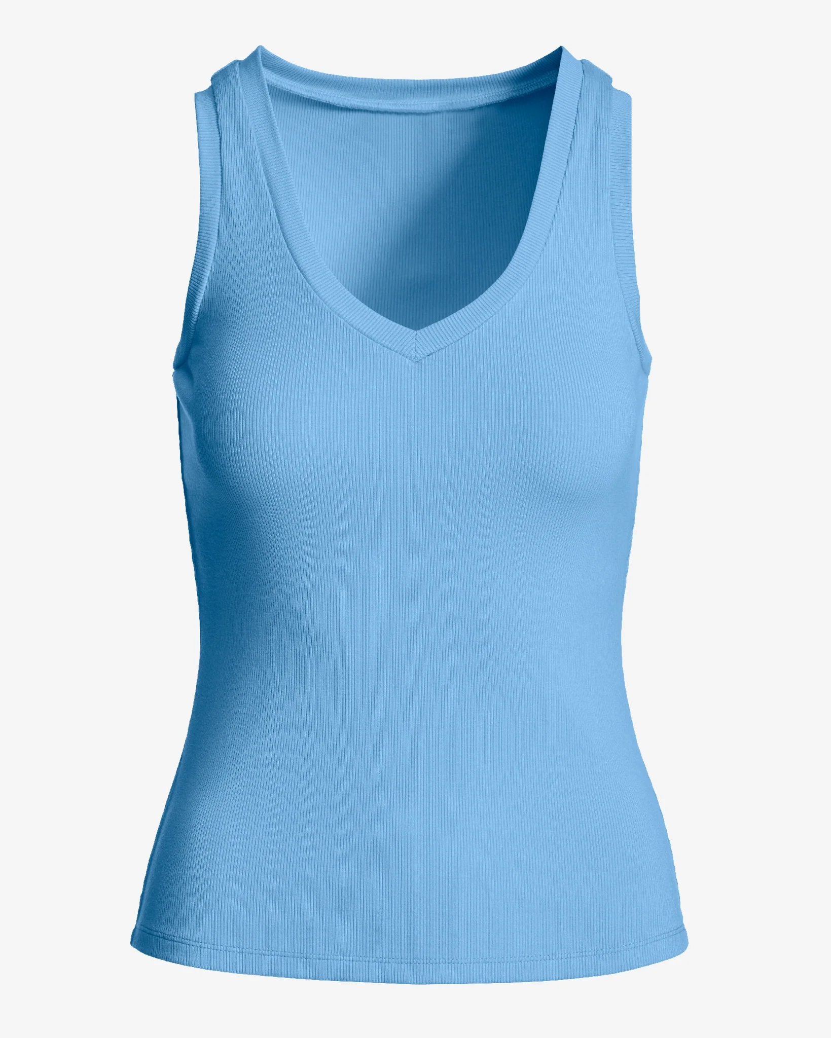 So Essential Ribbed V Neck Tank Sky Blue - Mycitystee