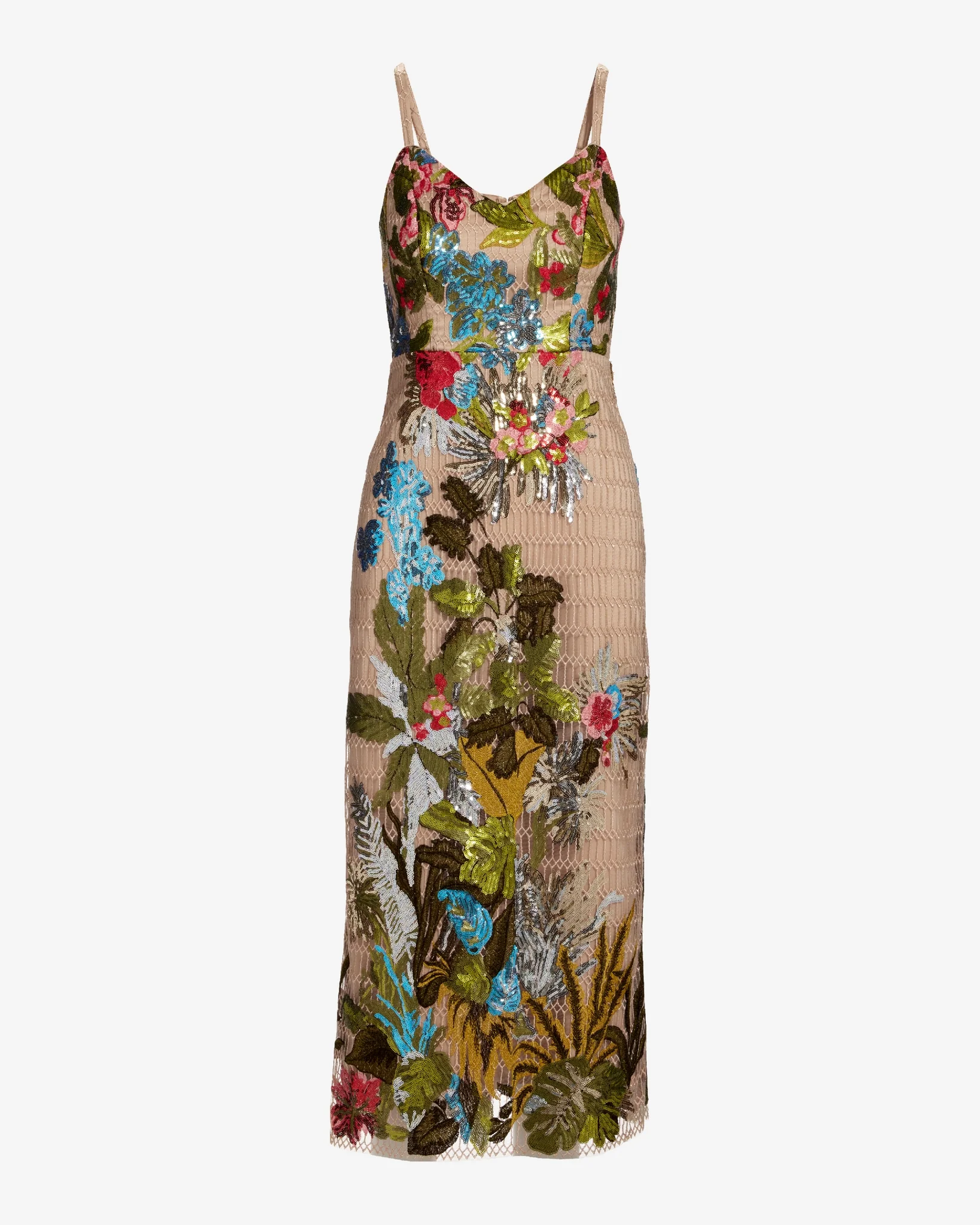 Floral Embroidered Sequin Midi Dress Multi - Mycitystee