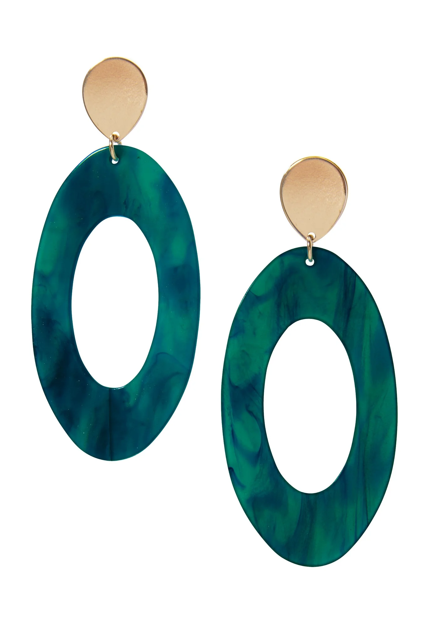 Resin and Gold Earring Blue/Gold - Mycitystee