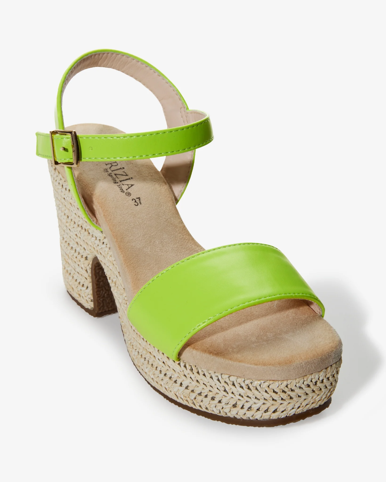 Raffia Platform Ankle Strap Heel Lime - Mycitystee