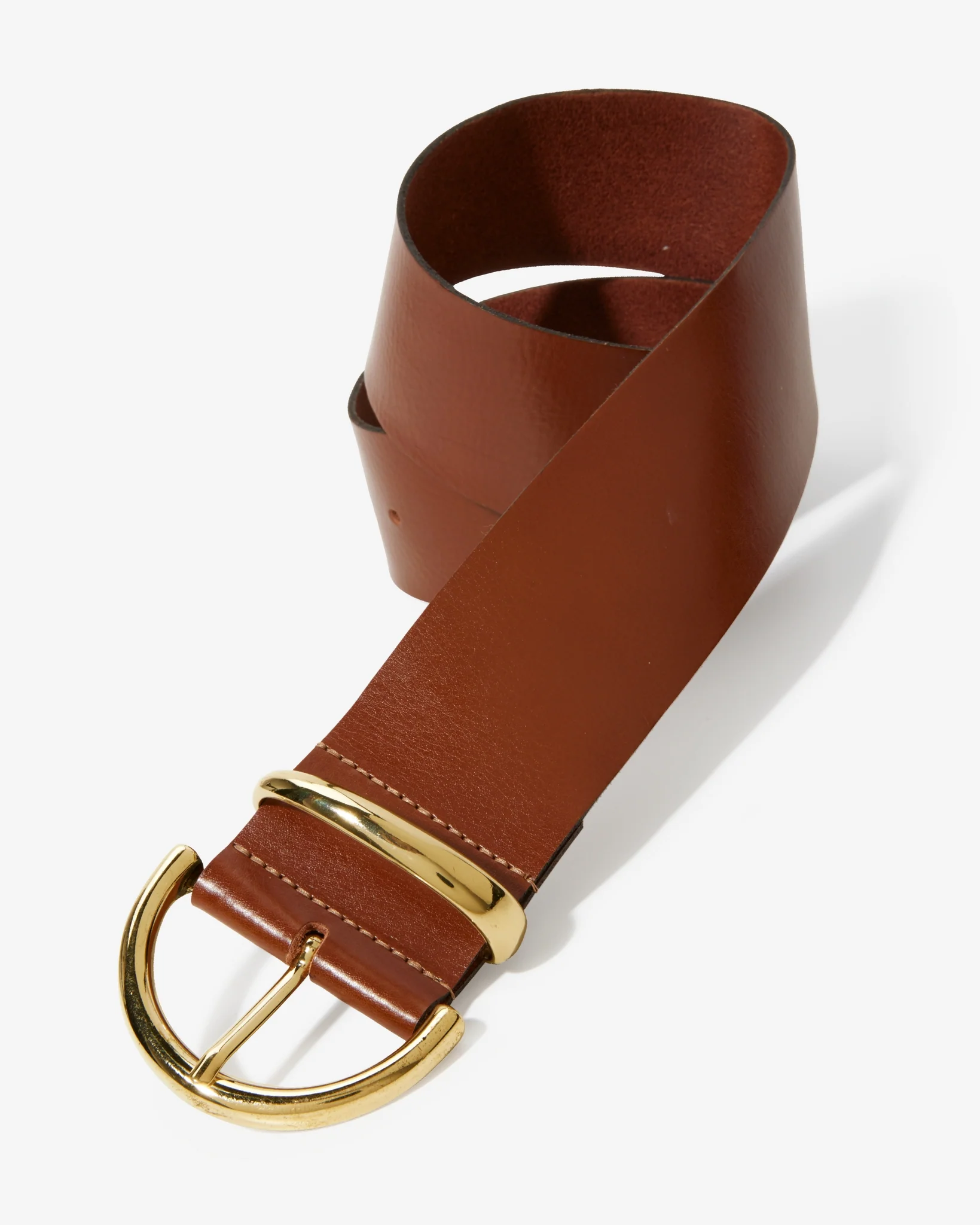 Wide Waist Leather Belt Brown - Mycitystee