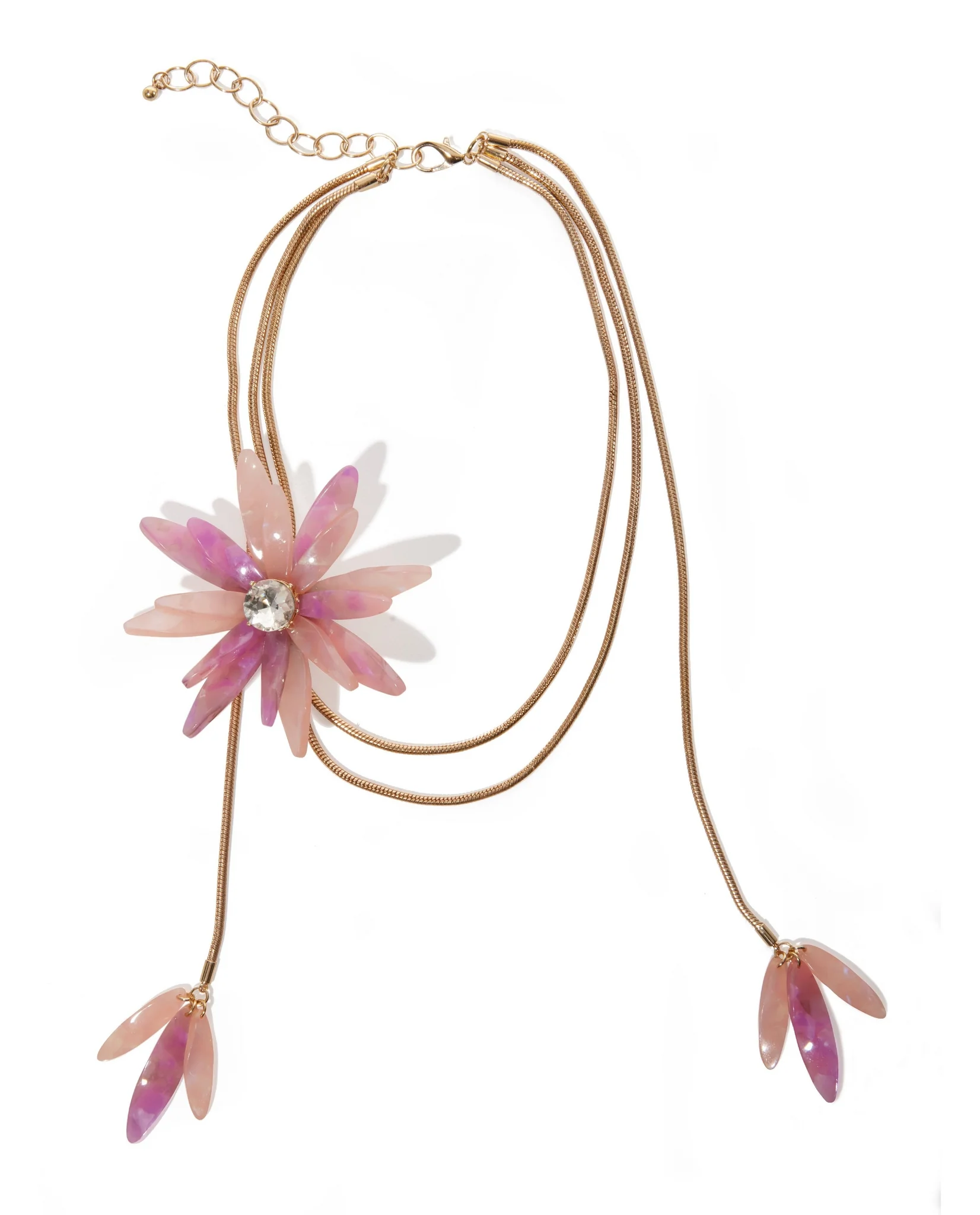 Layered Flower Necklace Gold/Pink - Mycitystee
