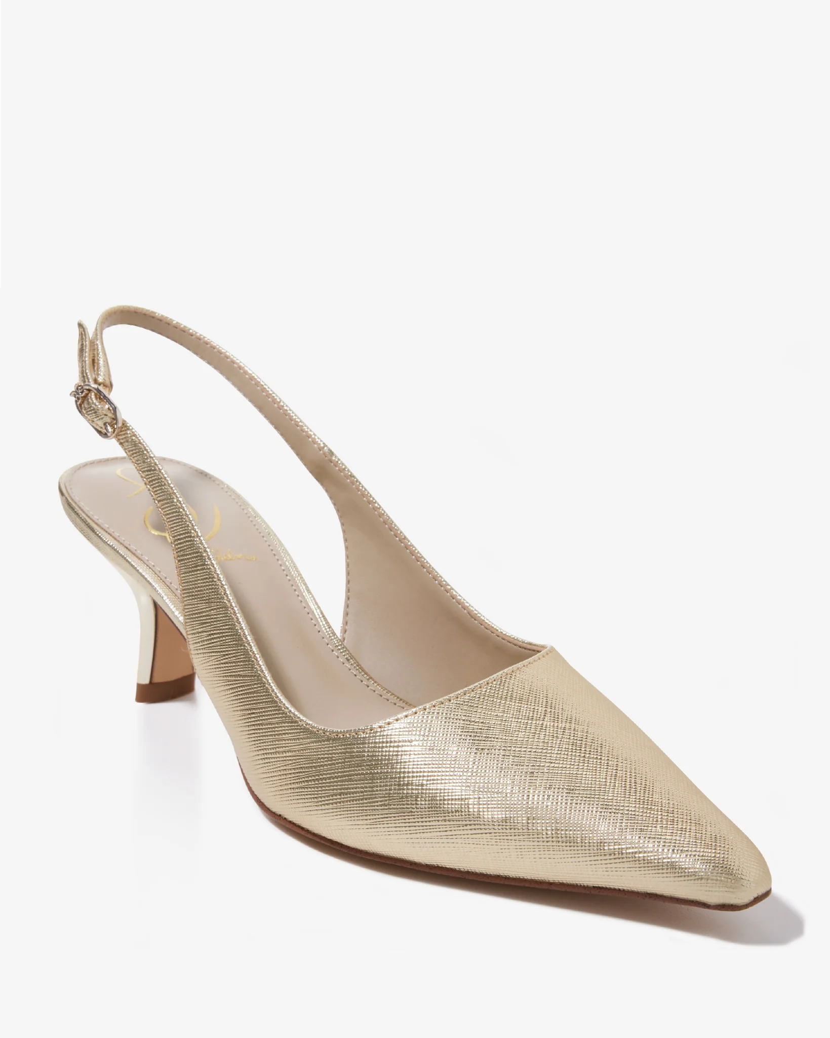 Sling-Back Kitten Heel Gold - Mycitystee