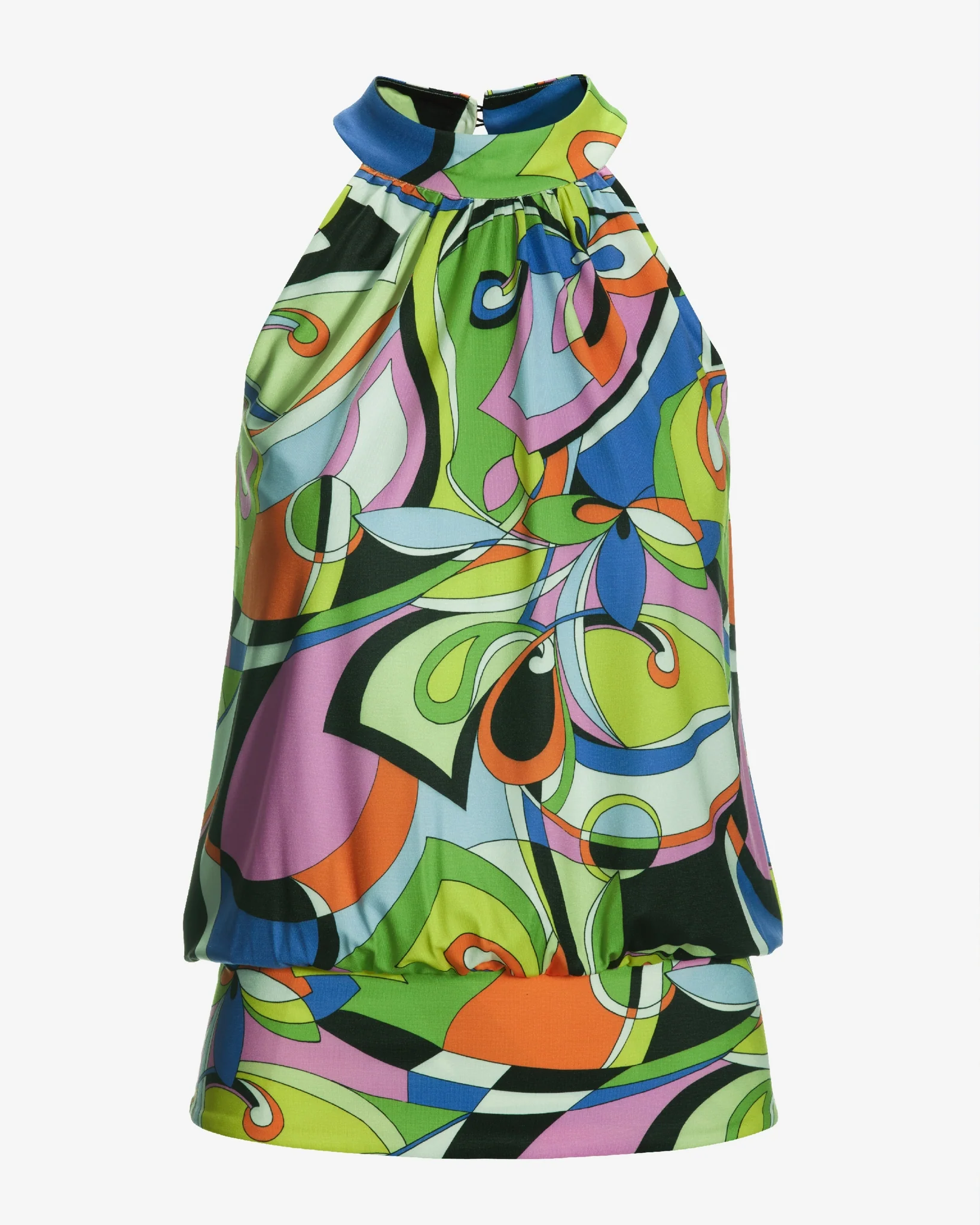 So Chic Alexandra Abstract Halter Neck Knit Top Multi - Mycitystee