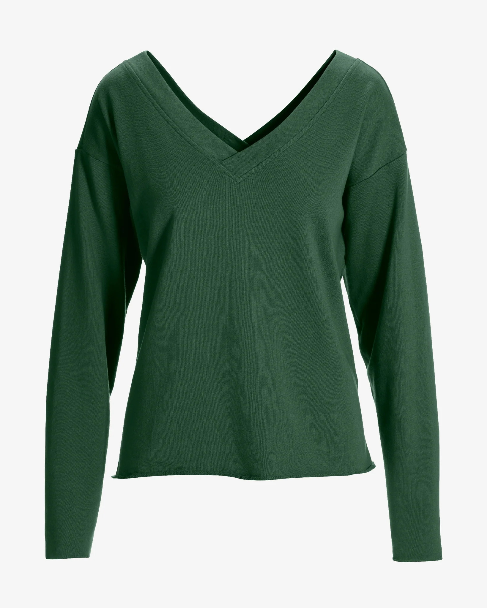 Cotton Comfort Double V Neck Sweatshirt Thyme Green - Mycitystee
