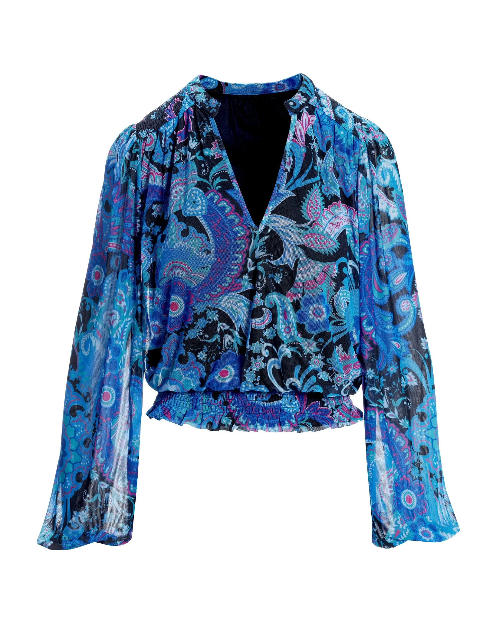 Knightsbridge Fleurs Top Blue Multi - Mycitystee