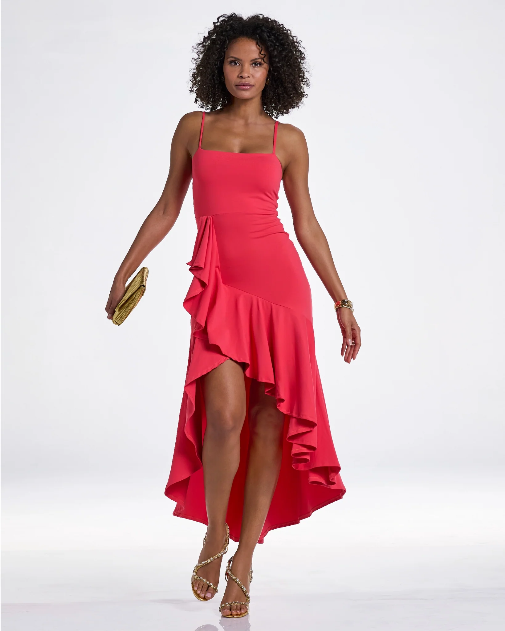 Susana Monaco x Boston Proper Cascading Ruffle Maxi Dress Hibiscus - Mycitystee