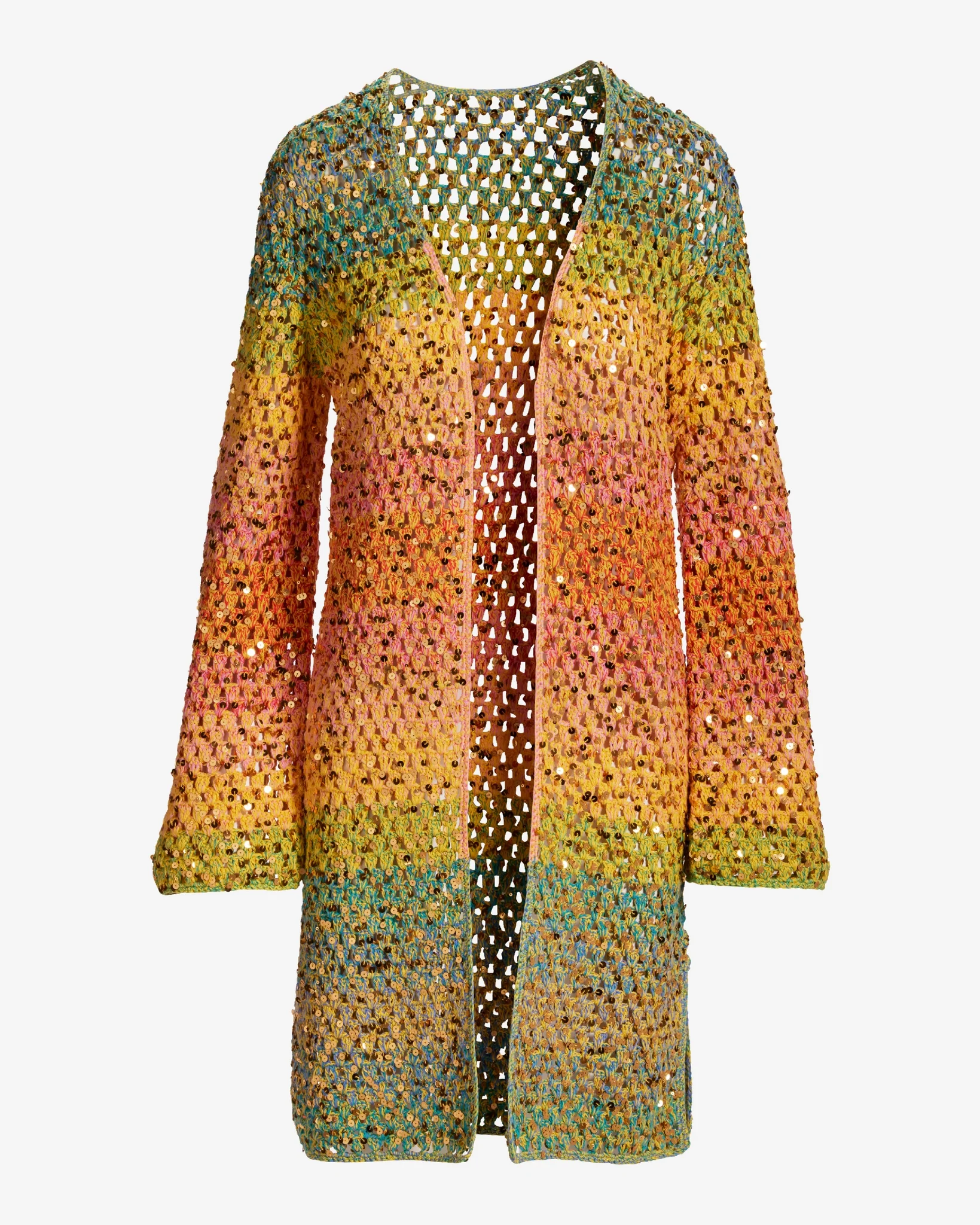 Crochet Sequin Sweater Duster Multi - Mycitystee