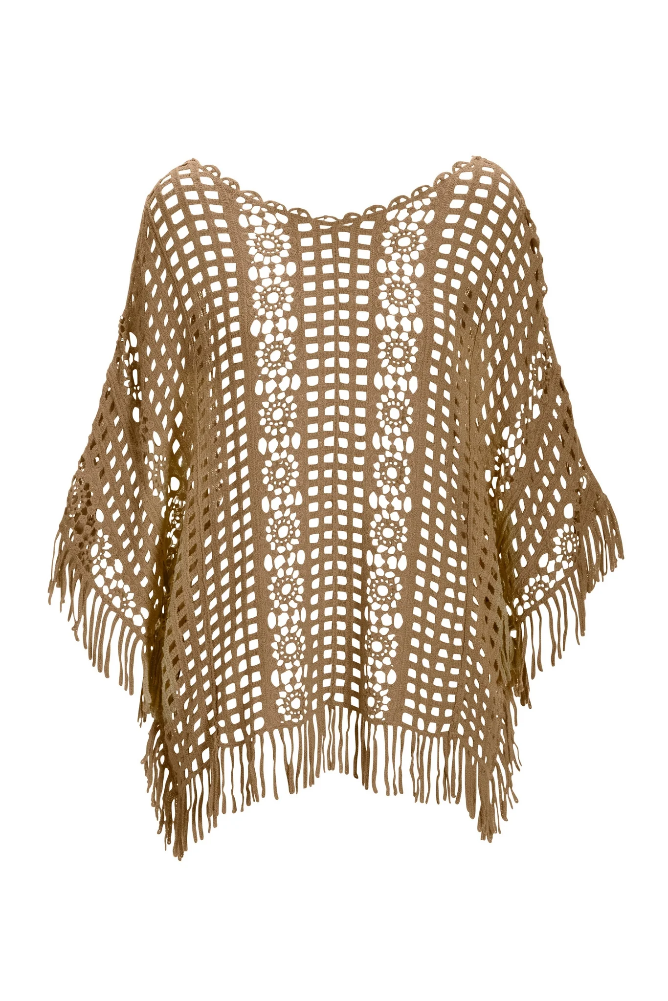 Effortless Crochet Pullover Poncho Sesame - Mycitystee