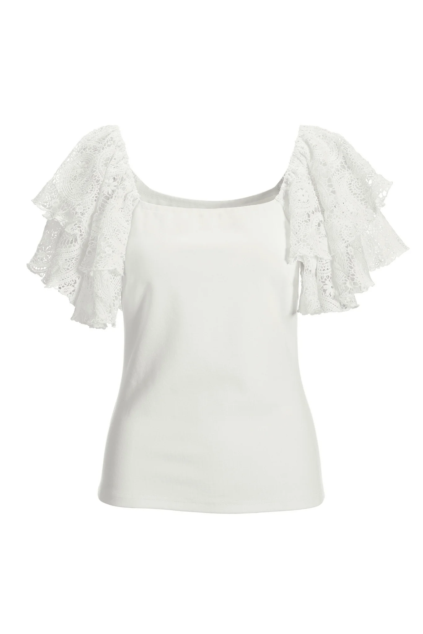 Crochet Ruffle Sleeve Top Off White - Mycitystee