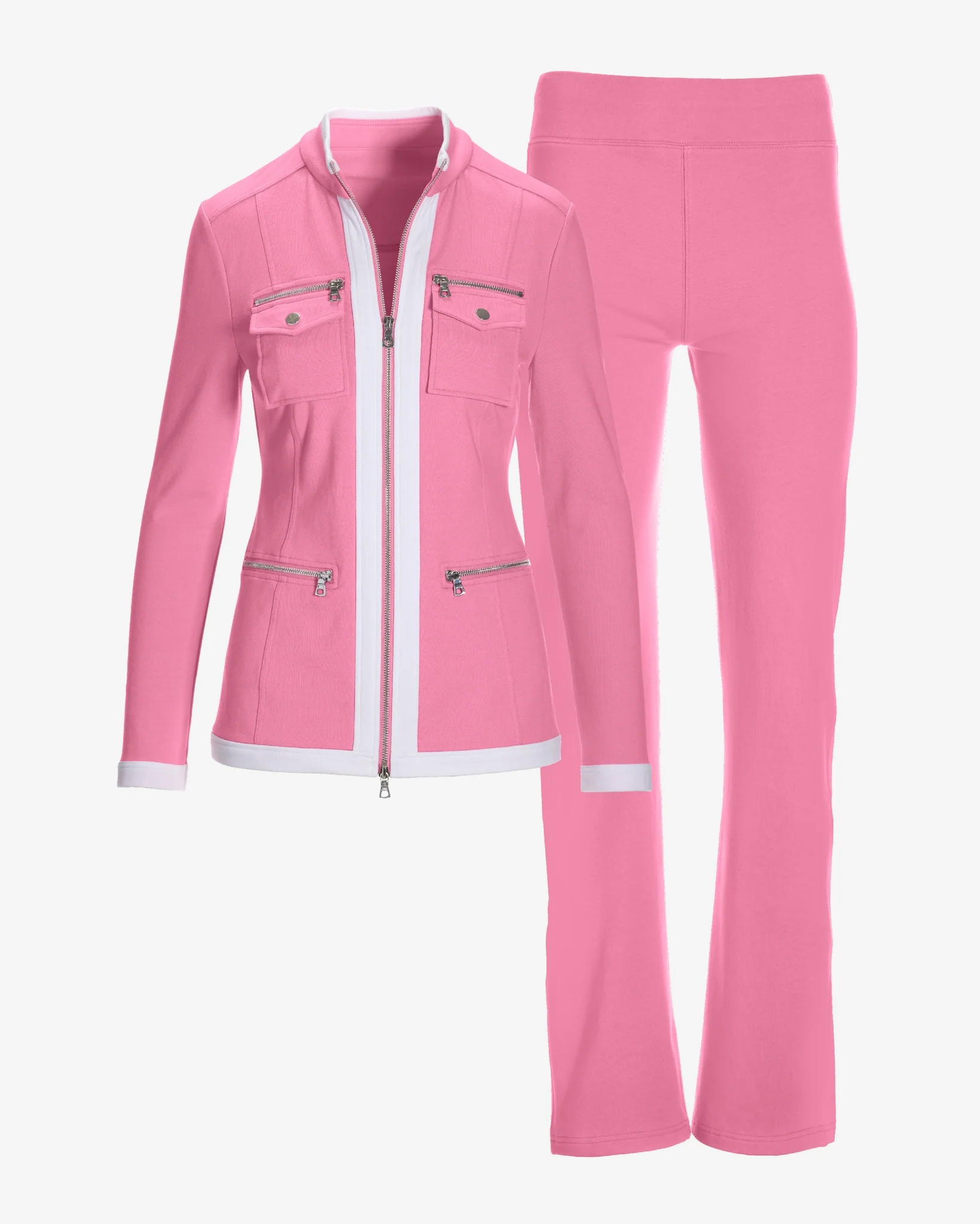 Chic Zippered Sport Coordinate Set Fuchsia Pink - Mycitystee