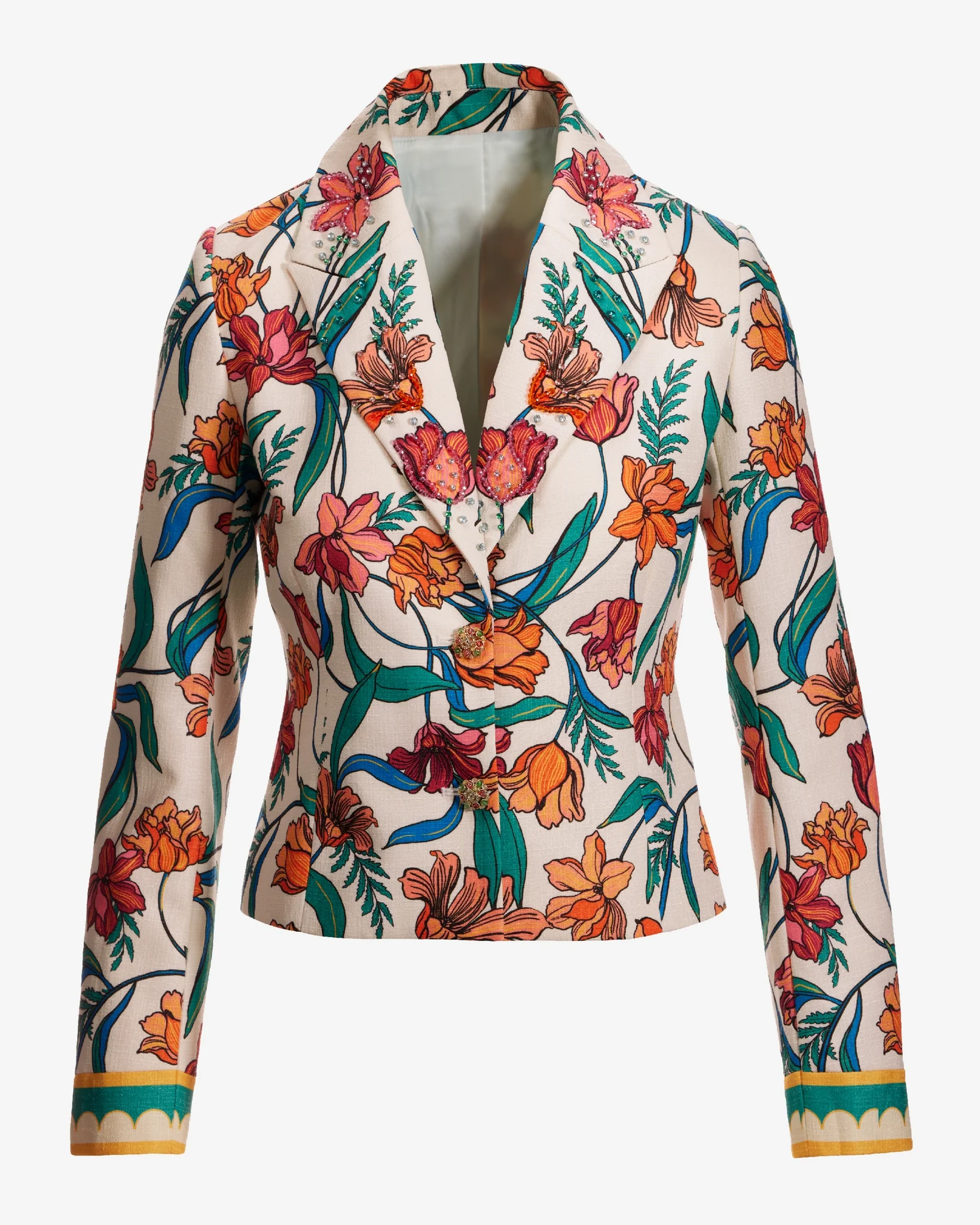 Print Tweed Embellished Jacket Italian Vines - Mycitystee