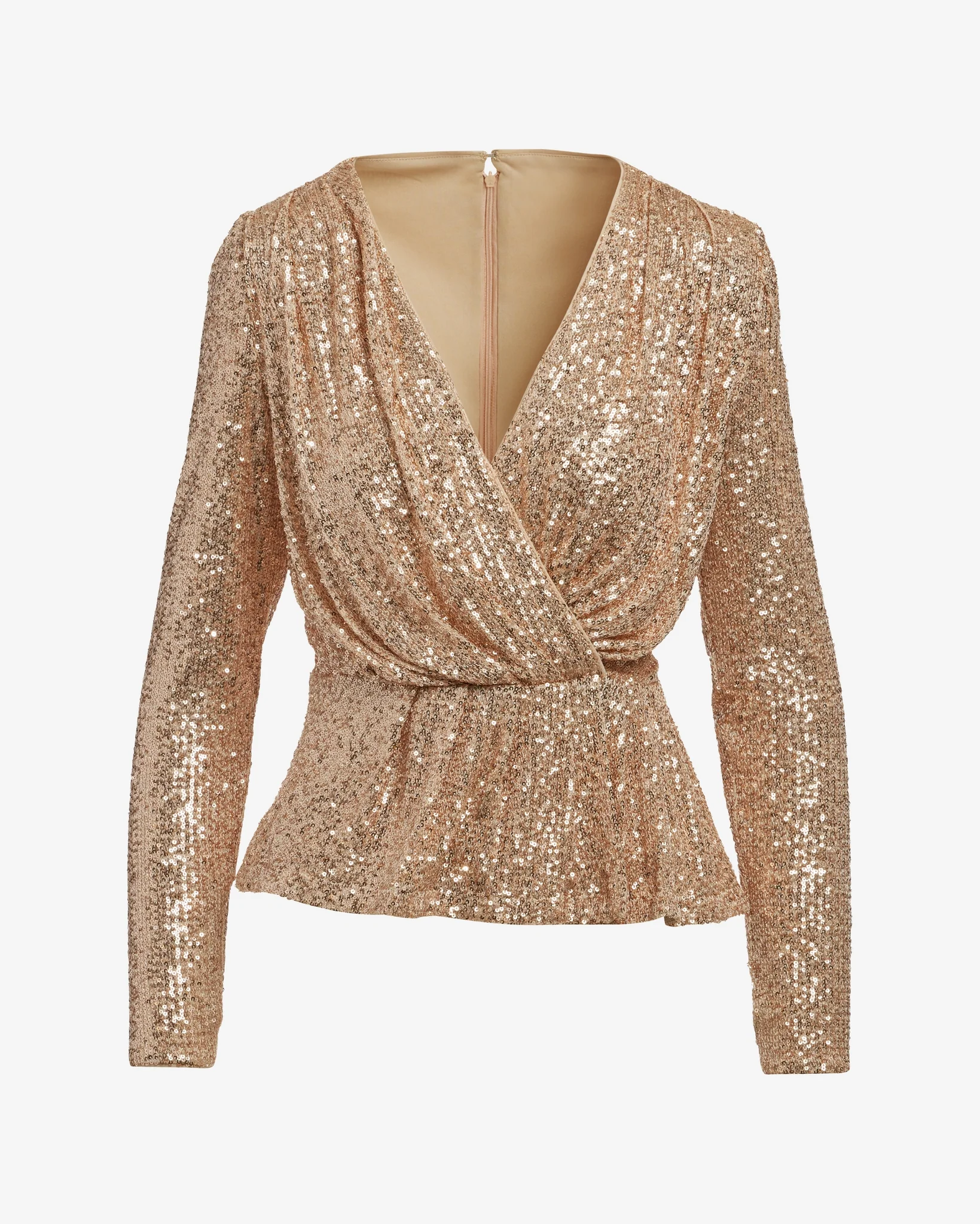 Sequin Peplum Knit Top Rose Gold - Mycitystee