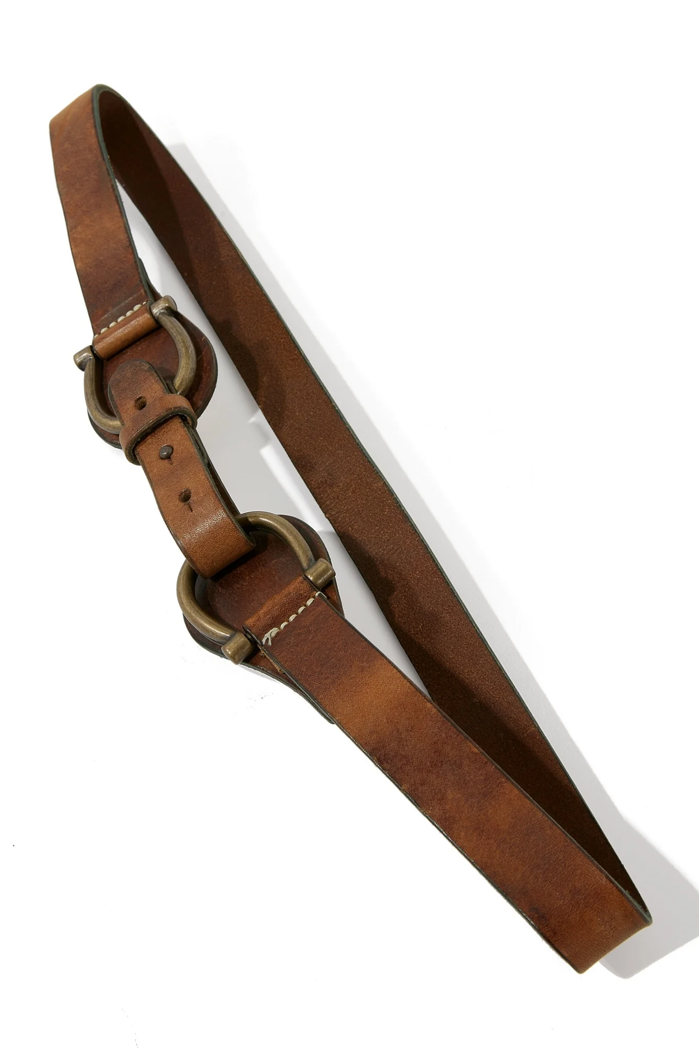 Metal Loop Leather Belt Brown - Mycitystee