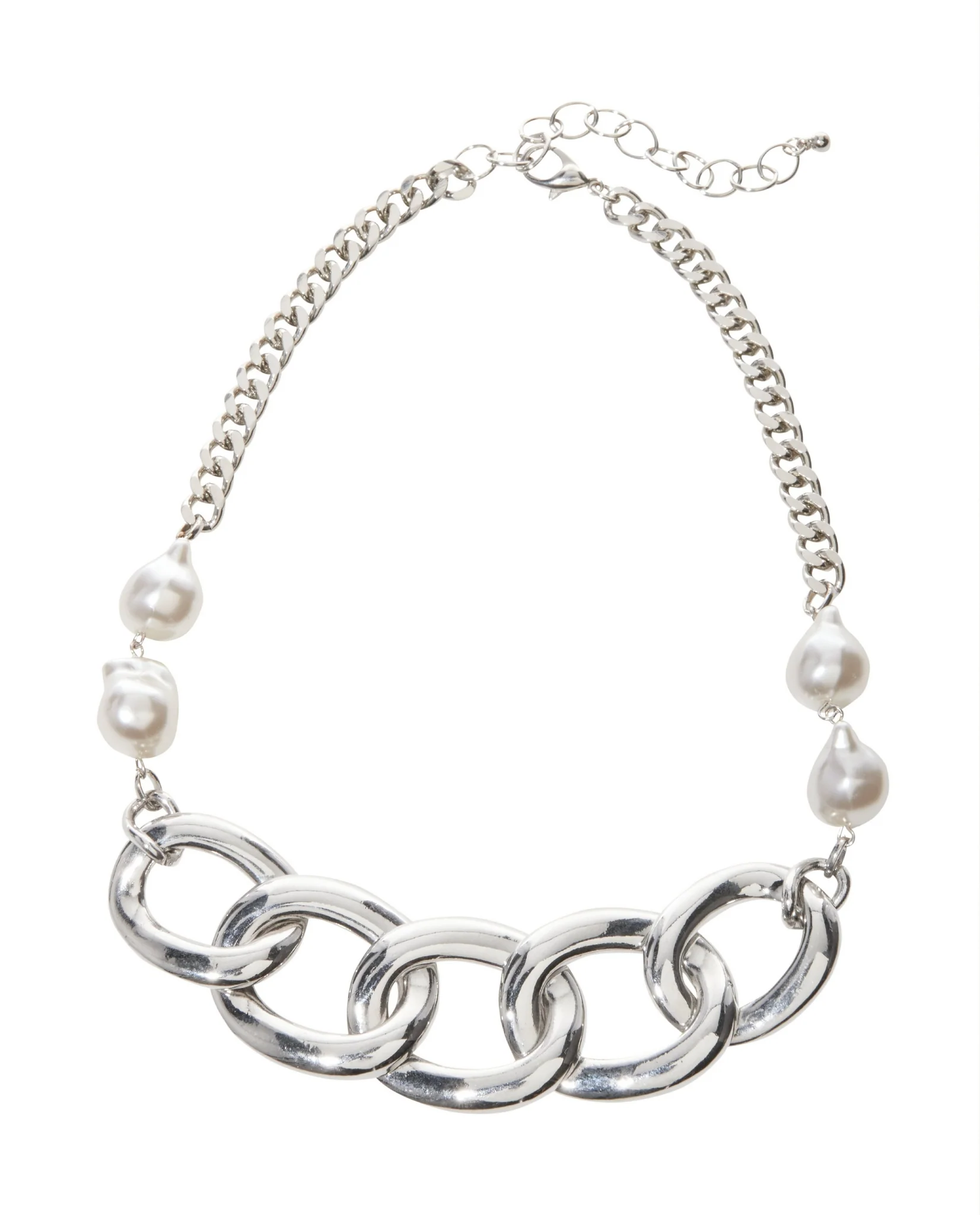 Pearl Chain Necklace Silver - Mycitystee