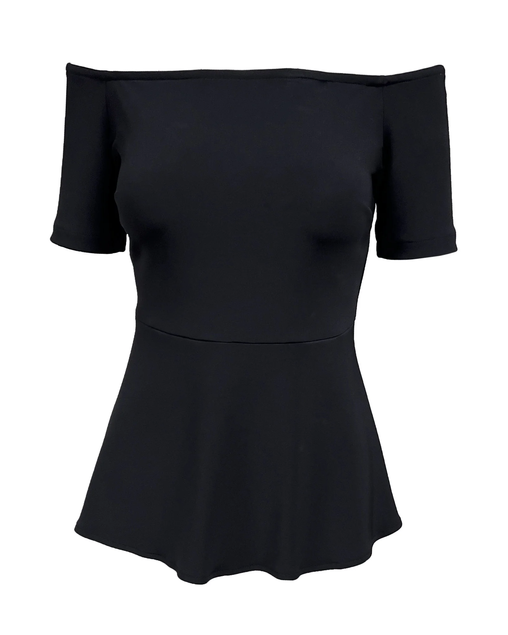Beyond Travel Short-Sleeve Peplum Top Jet Black - Mycitystee