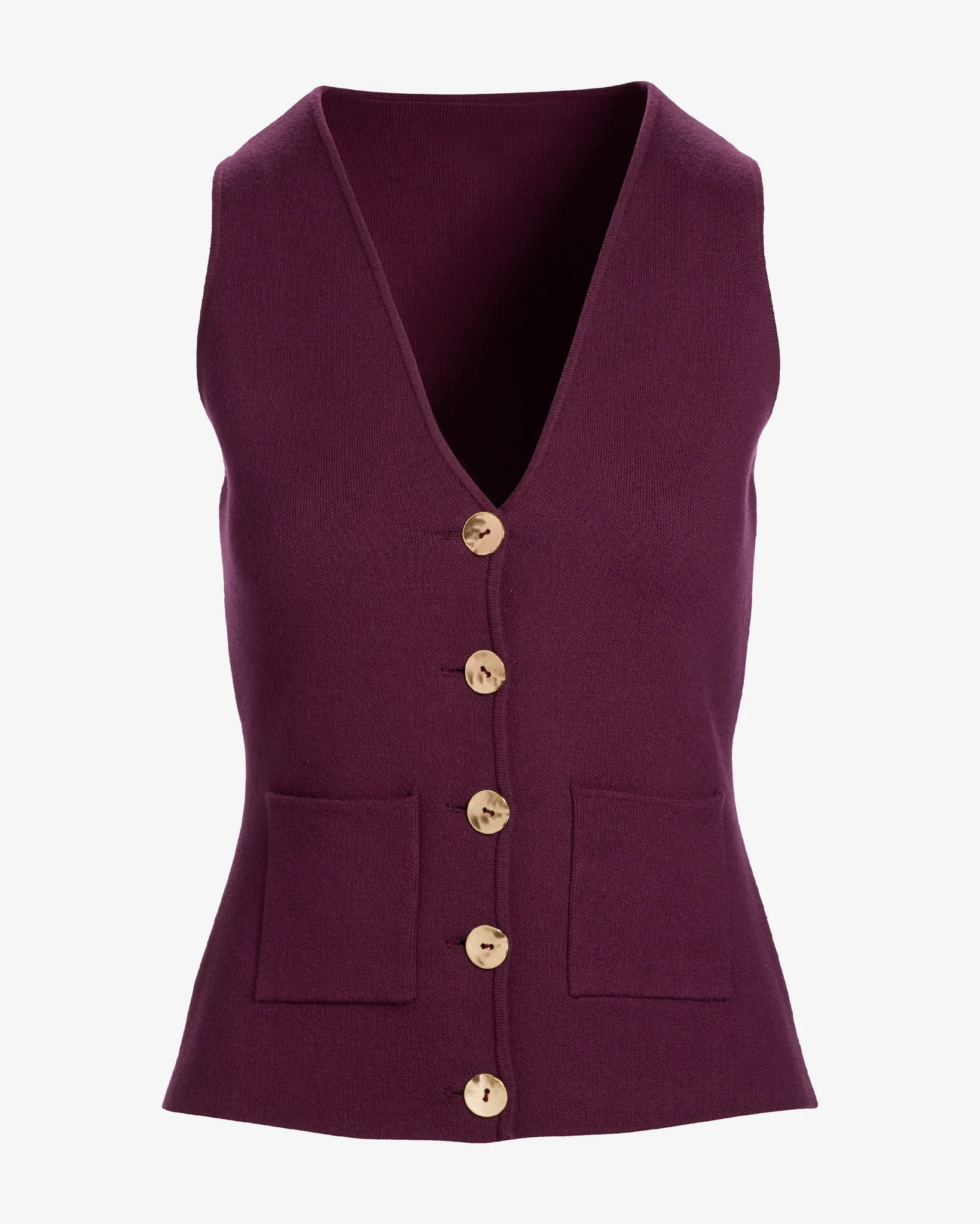 Button Up Sweater Vest Black Cherry - Mycitystee