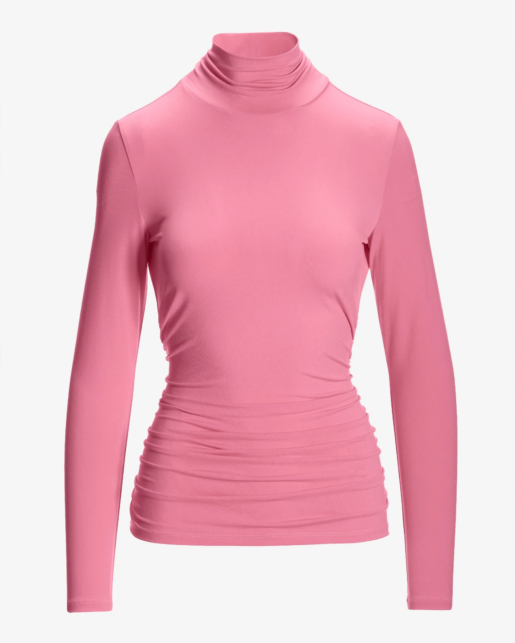 So Chic Ruched Turtleneck Top Phlox Pink - Mycitystee