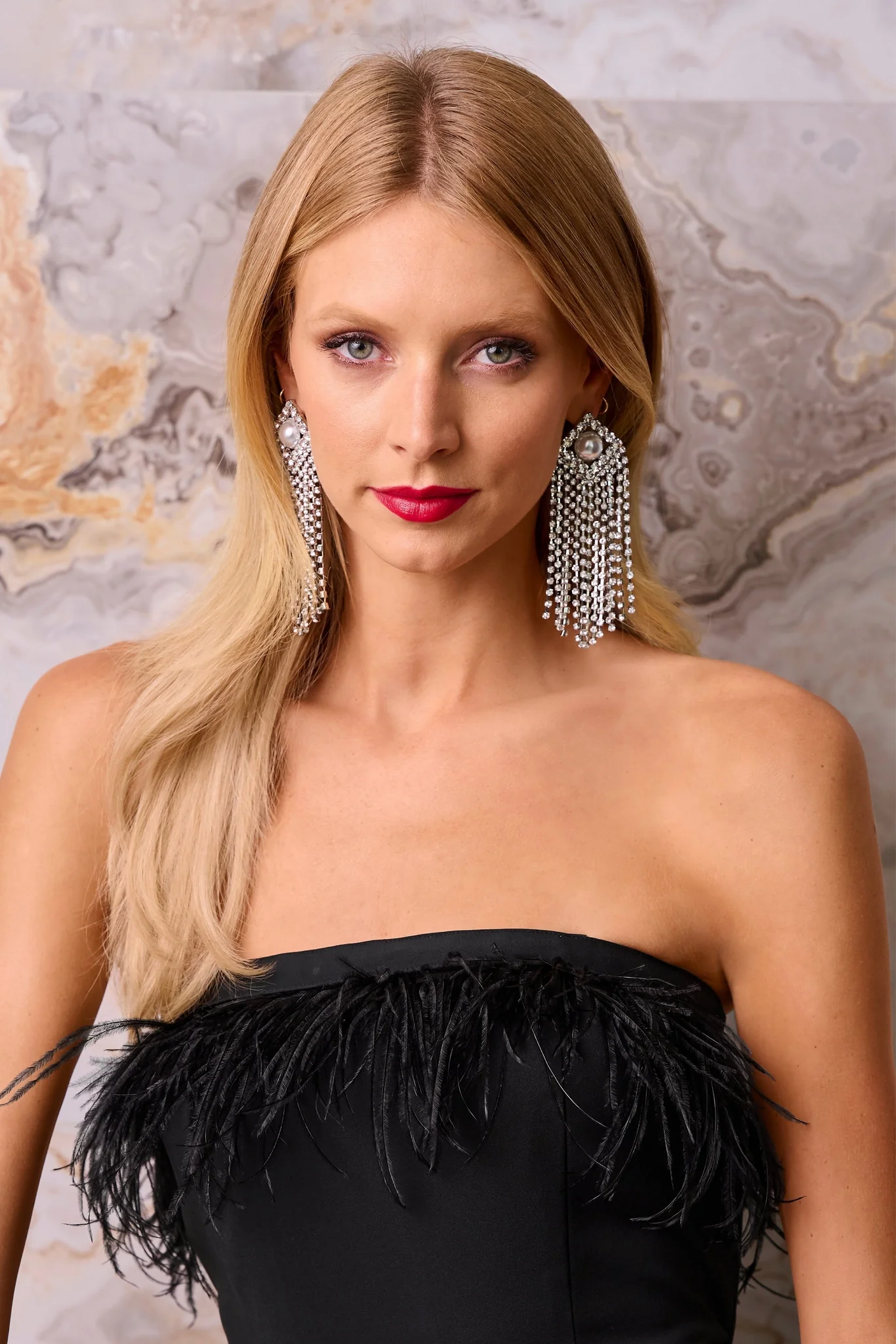 Pearl And Crystal Fringe Earrings Silver - Mycitystee