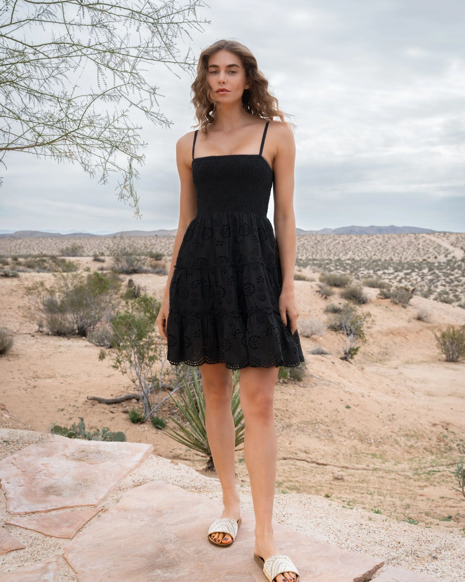 Hannah Dress In Black Eyelet - Mycitystee