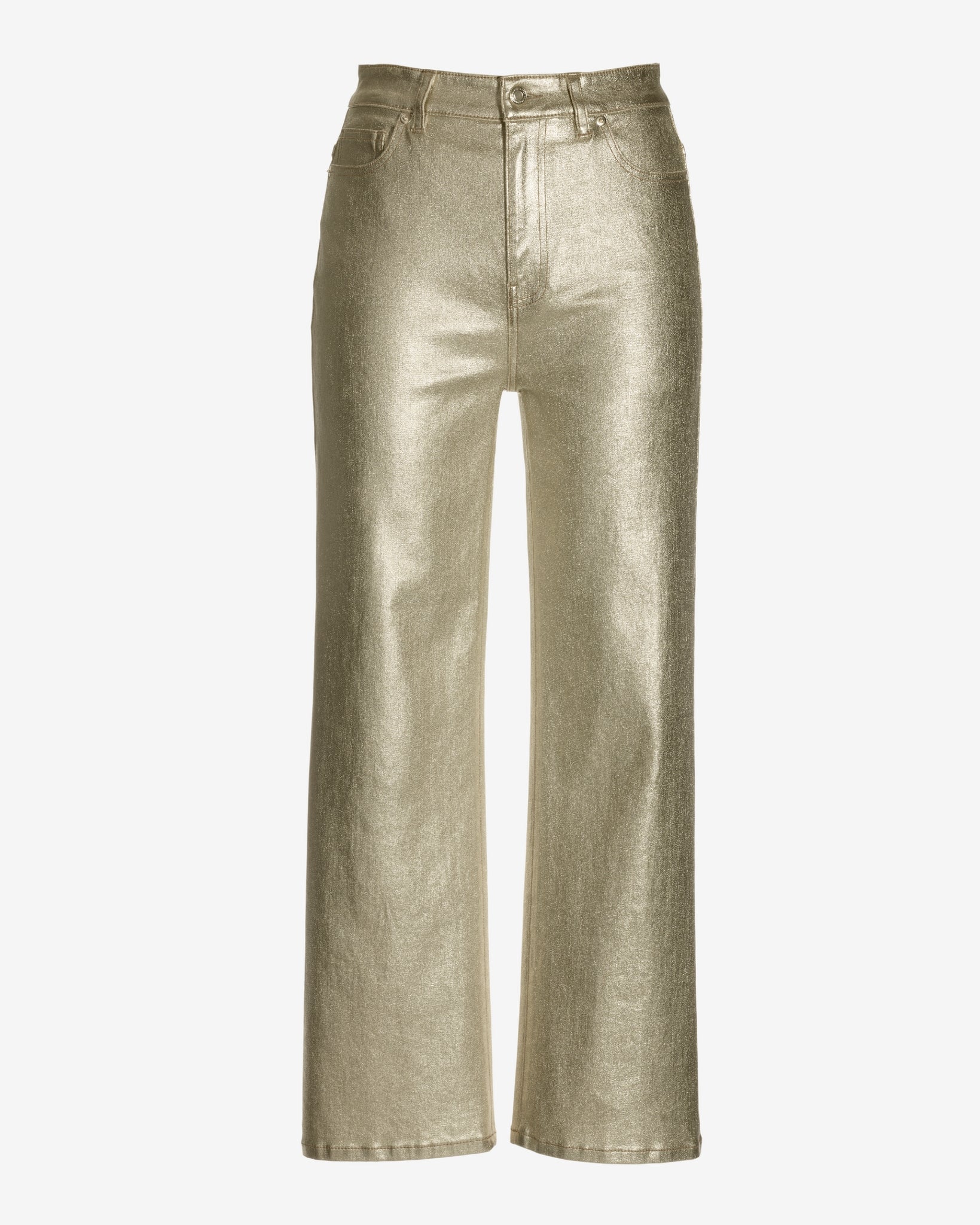 Malibu Coated Cropped Wide Leg Jean Gold Metallic - Mycitystee